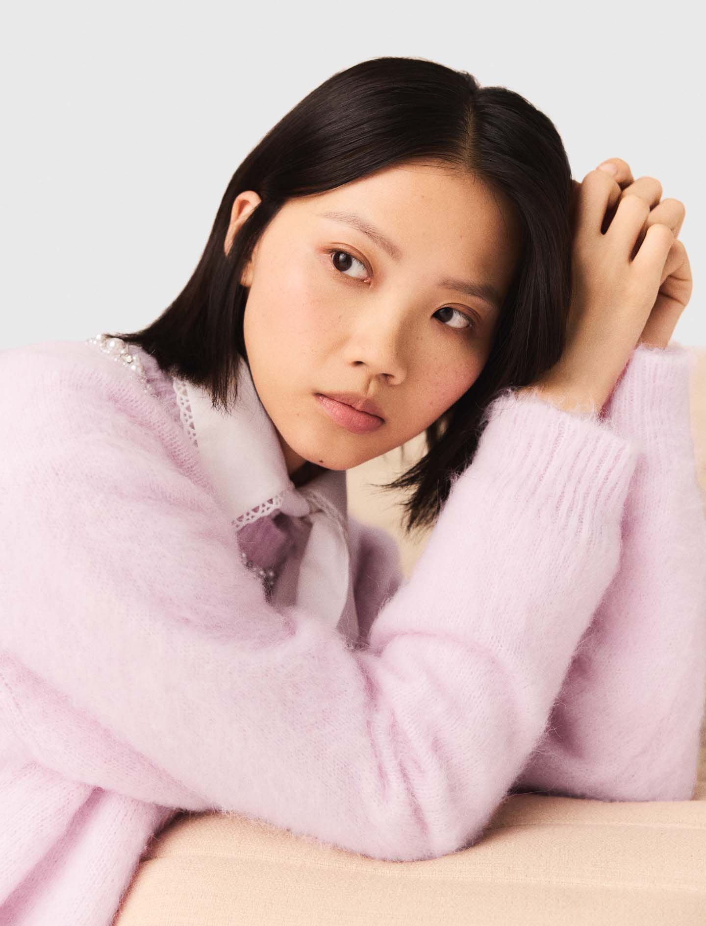 Maje Sweater with jewelry collar