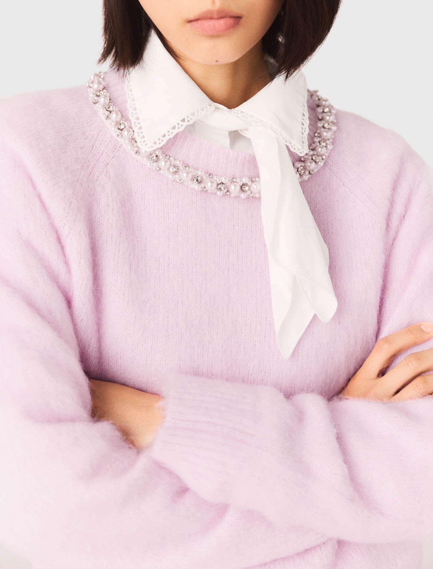 Maje Sweater with jewelry collar