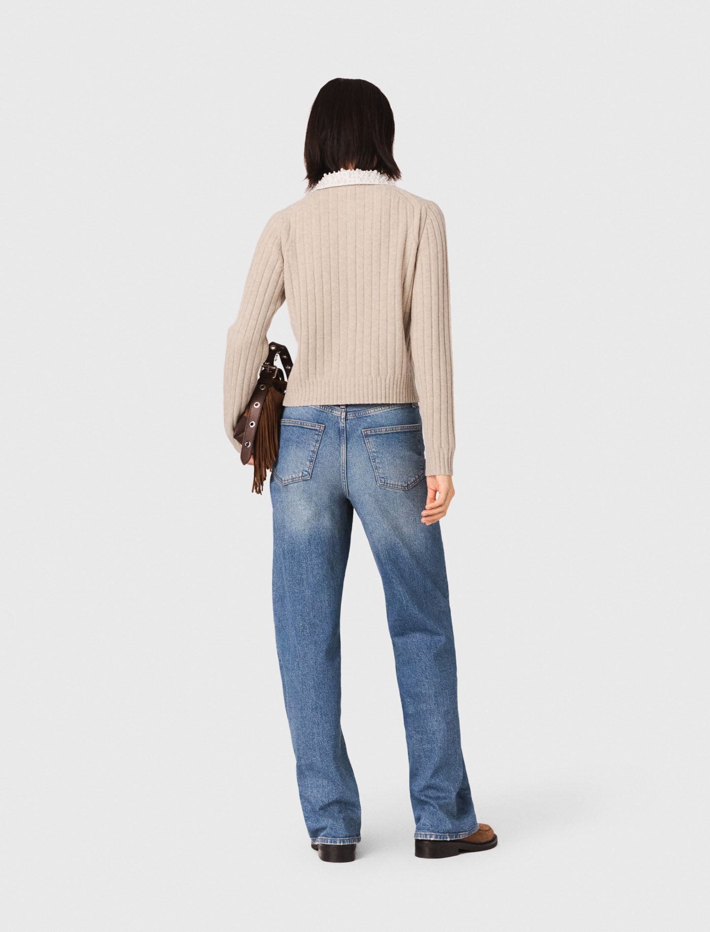 Maje Cardigan with removable pearl collar