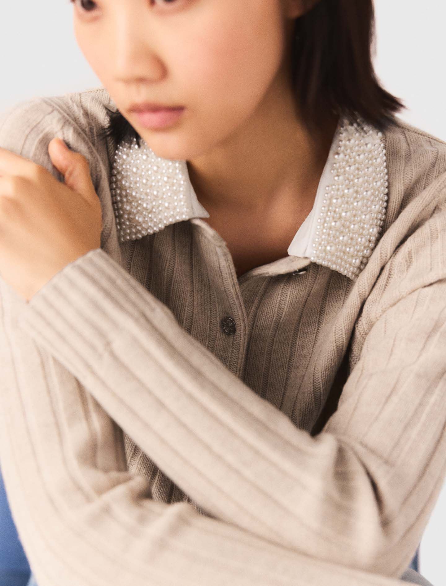 Maje Cardigan with removable pearl collar