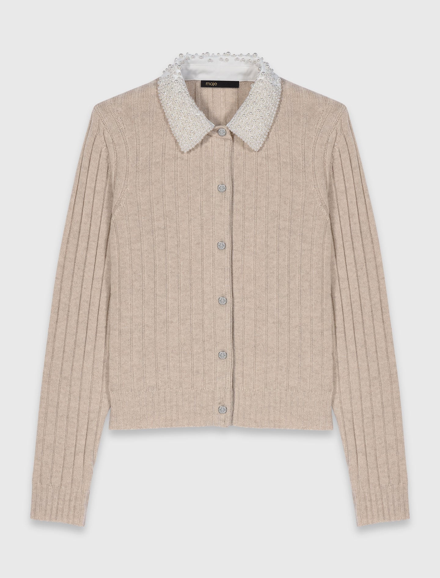Maje Cardigan with removable pearl collar