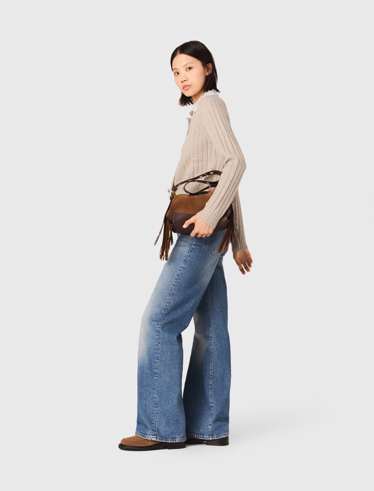 Maje Cardigan with removable pearl collar
