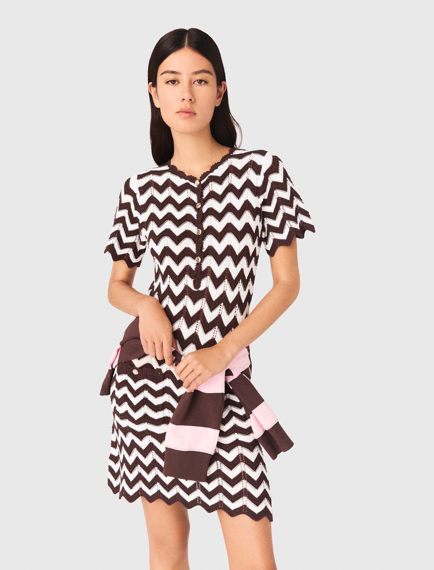 Maje Zigzag crochet dress
