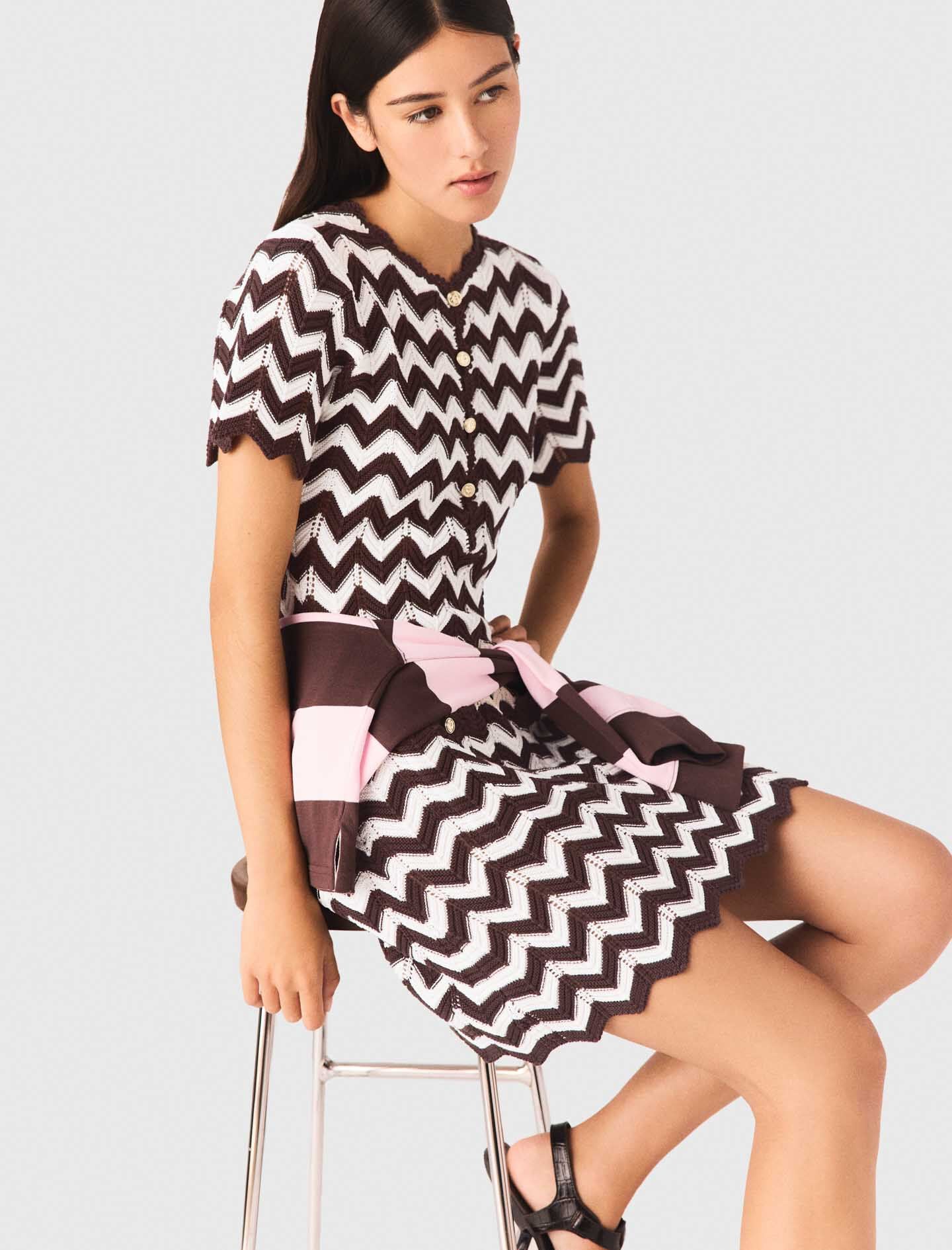 Maje Zigzag crochet dress