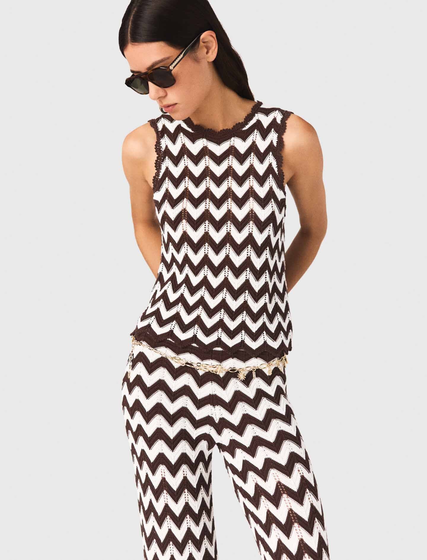 Maje Zigzag crochet top