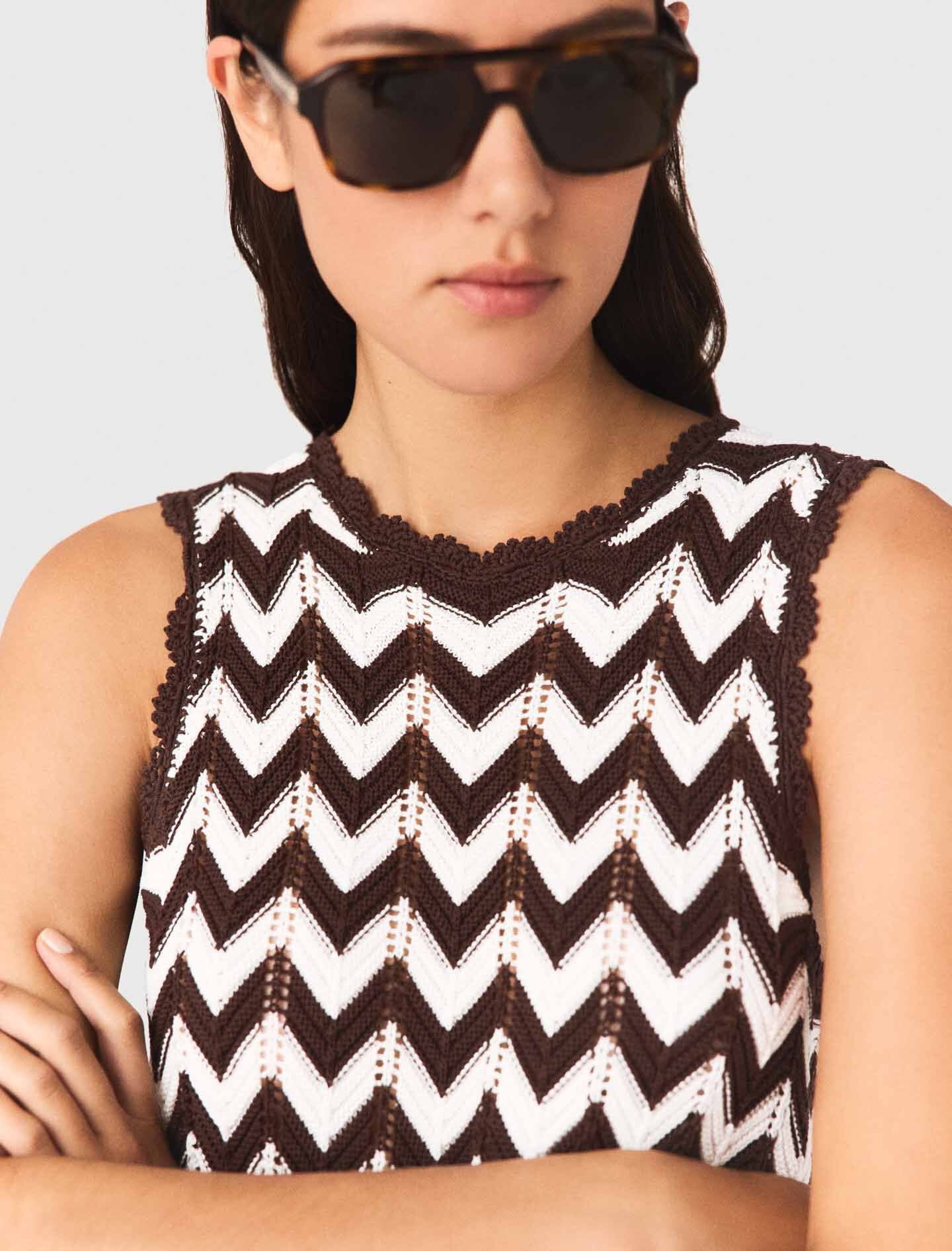 Maje Zigzag crochet top