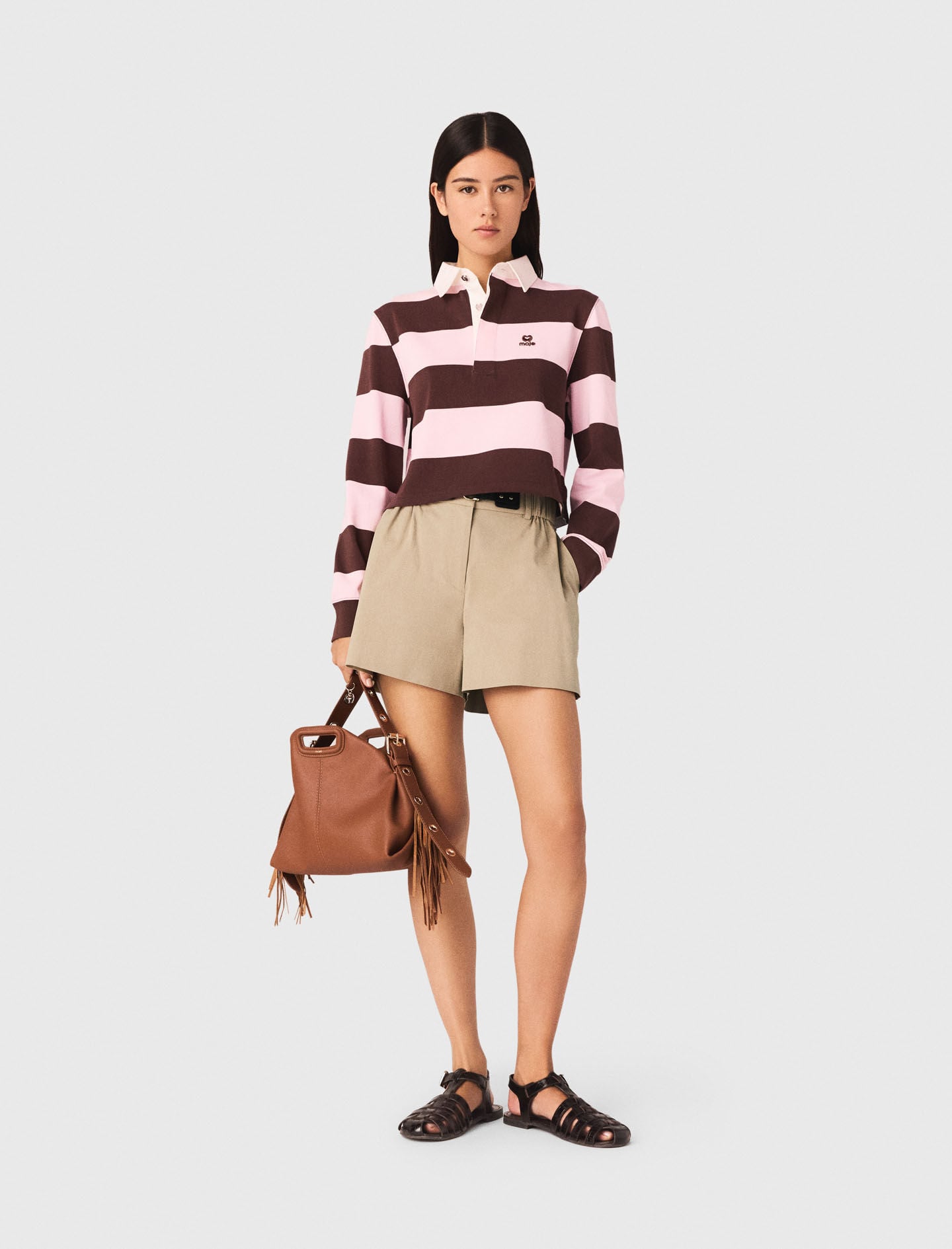 Maje Striped polo sweatshirt