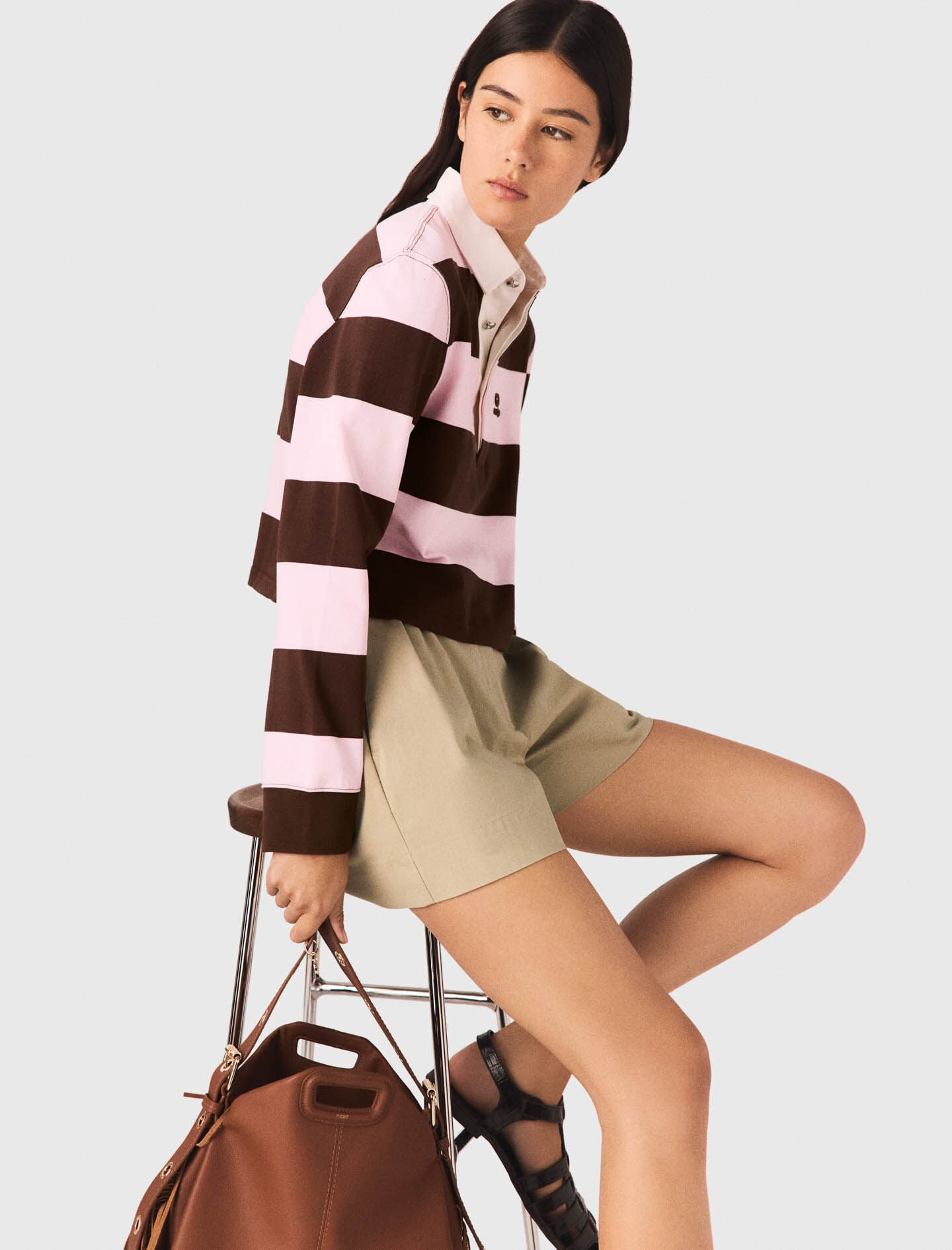 Maje Striped polo sweatshirt