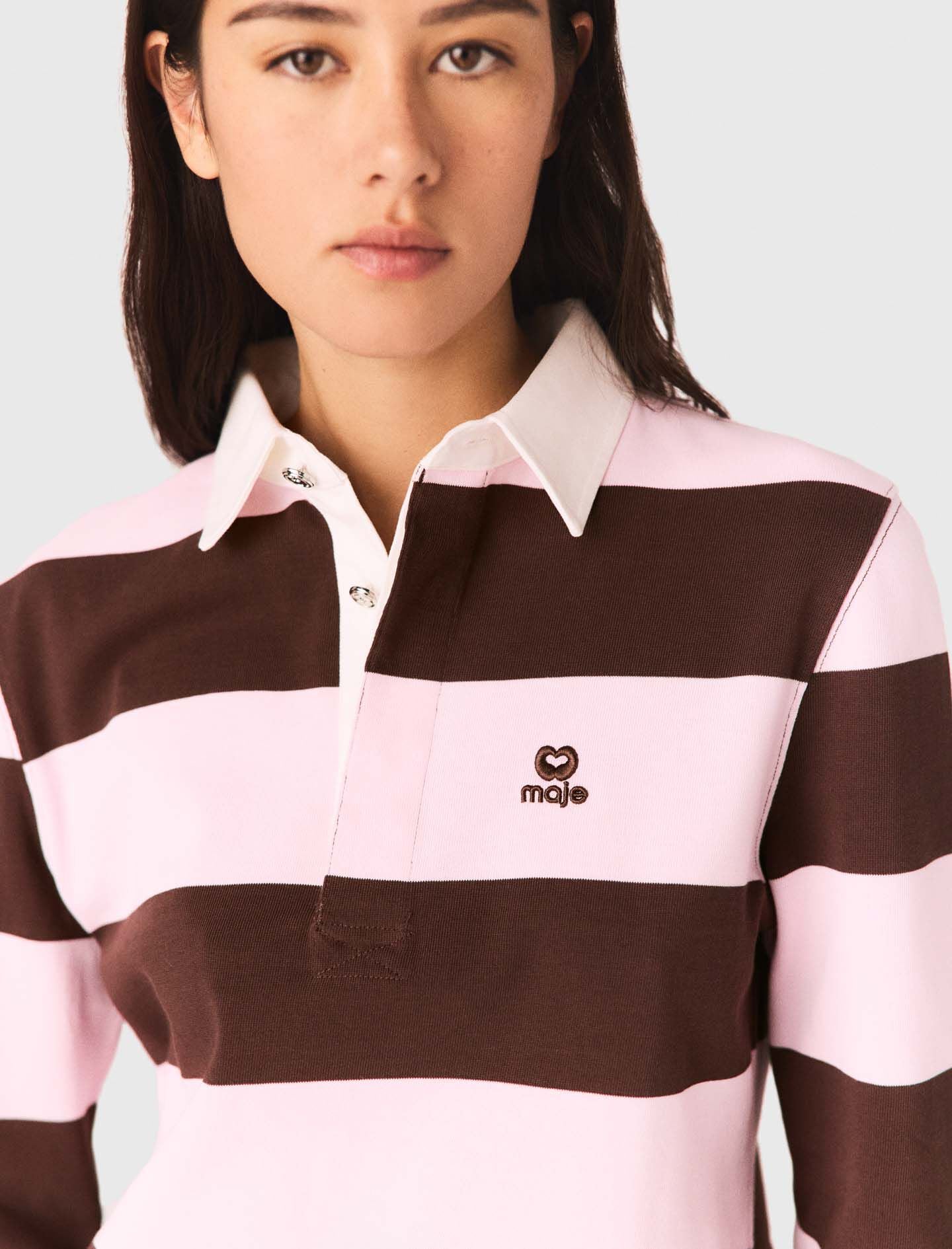 Maje Striped polo sweatshirt