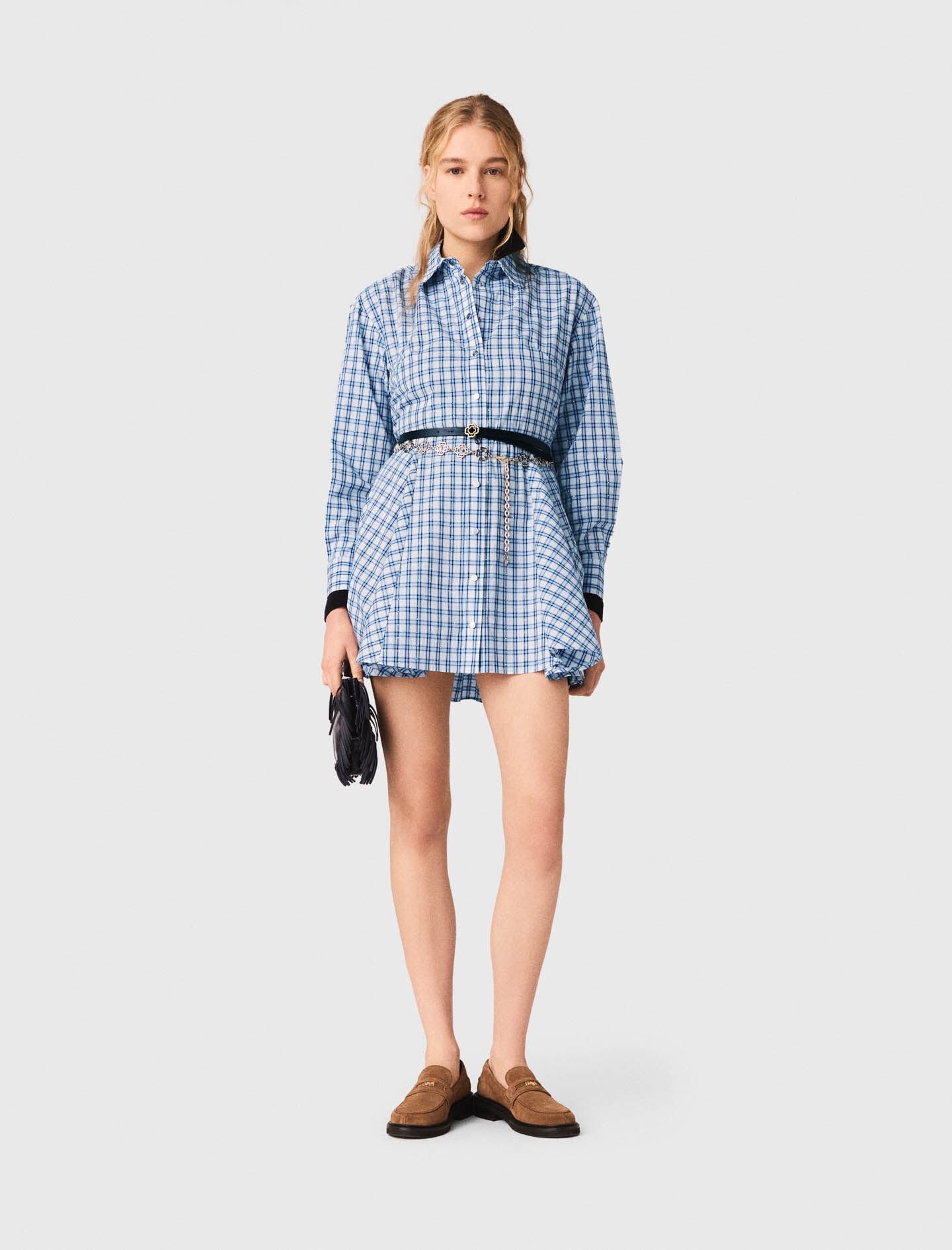 Maje Rhinestone Shirt Dress