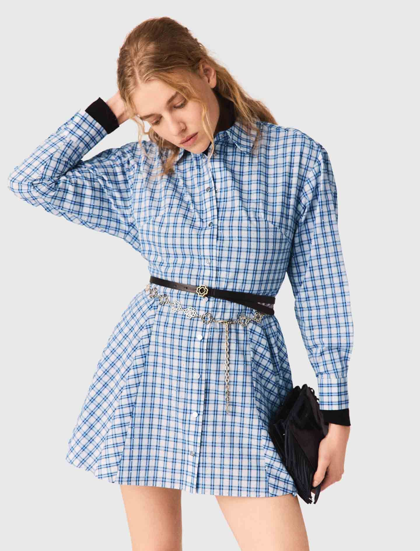 Maje Rhinestone Shirt Dress