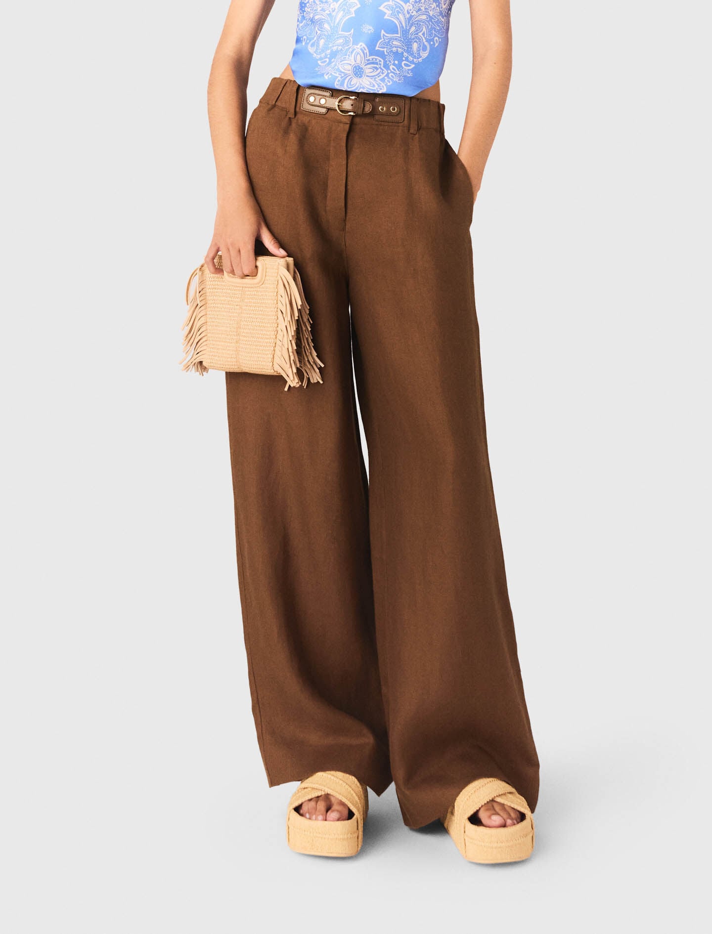 Maje Linen-blend trousers