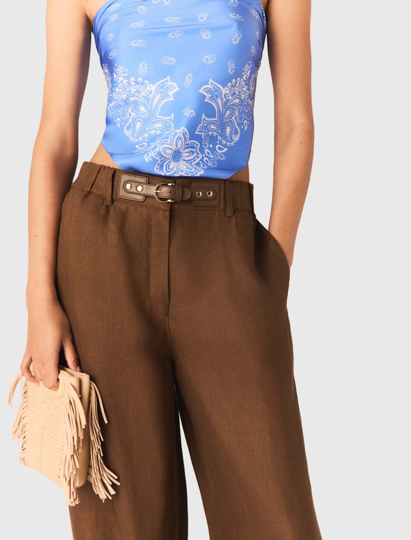Maje Linen-blend trousers