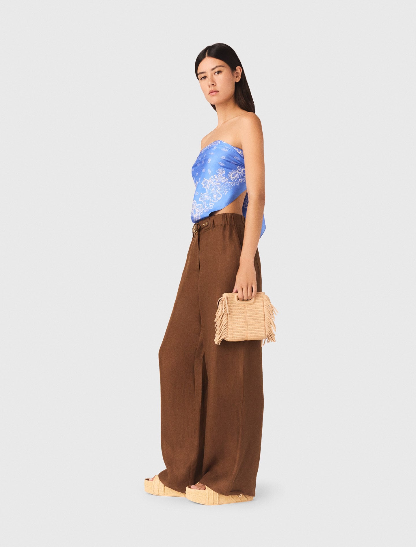 Maje Linen-blend trousers