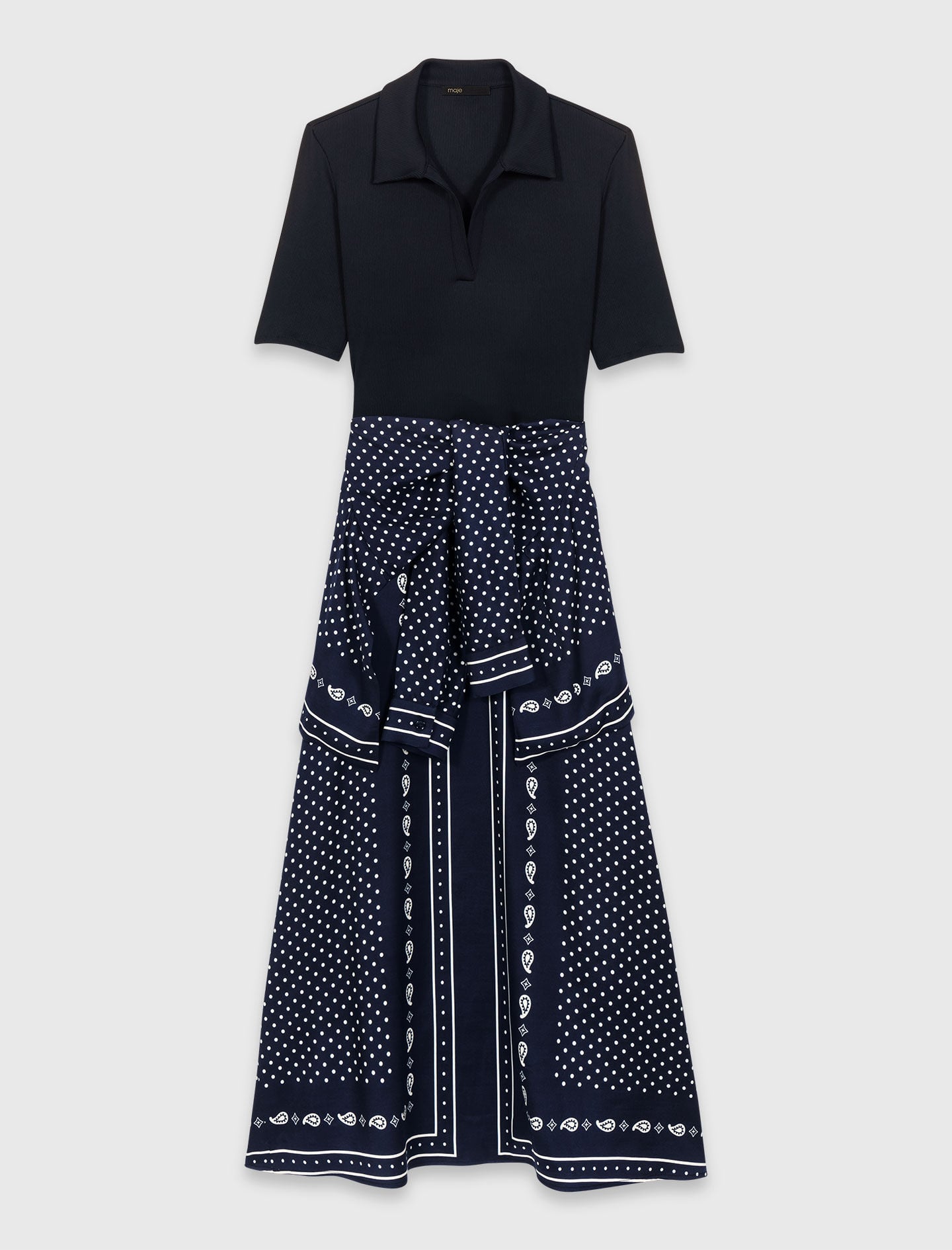 Maje Bandana patterned mixed-material dress