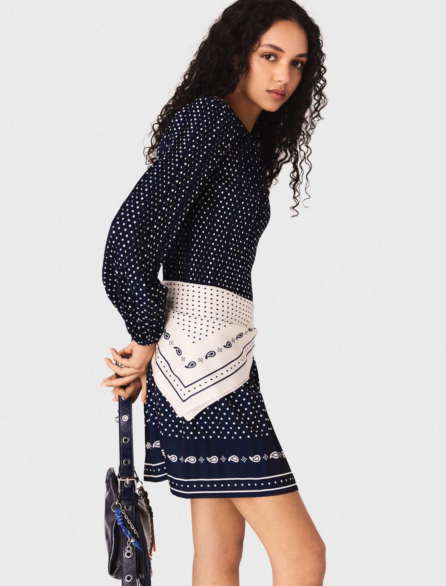 Maje Bandana print pleated dress