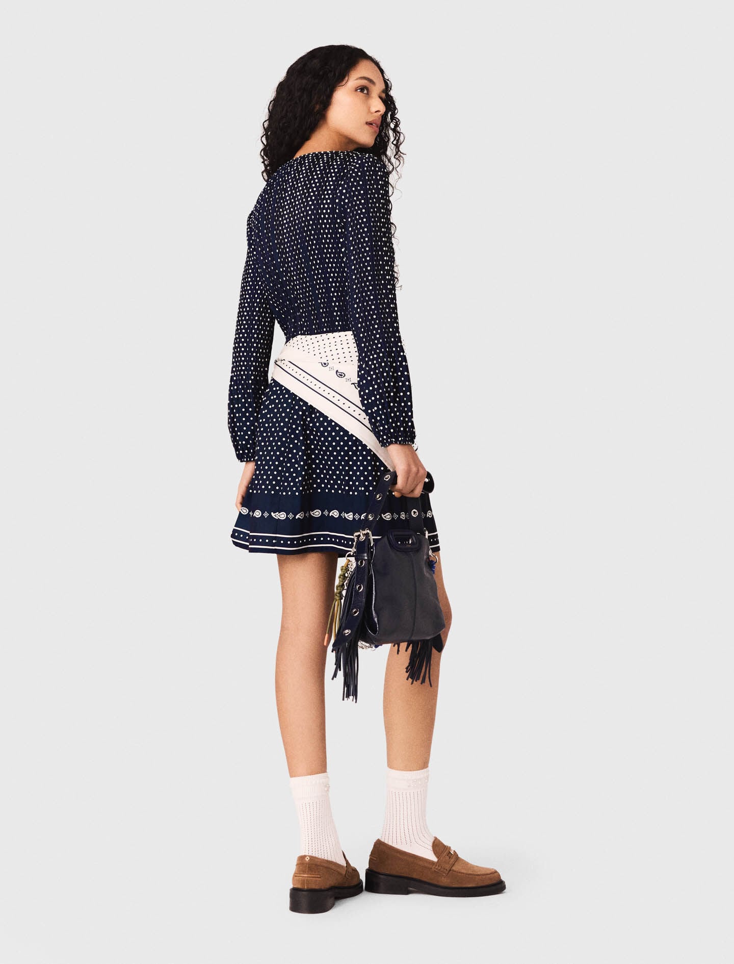 Maje Bandana print pleated dress