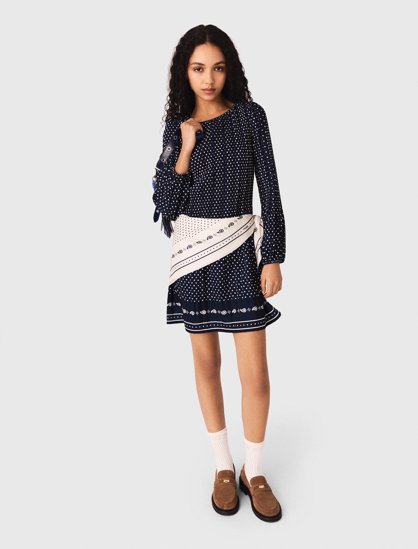 Maje Bandana print pleated dress