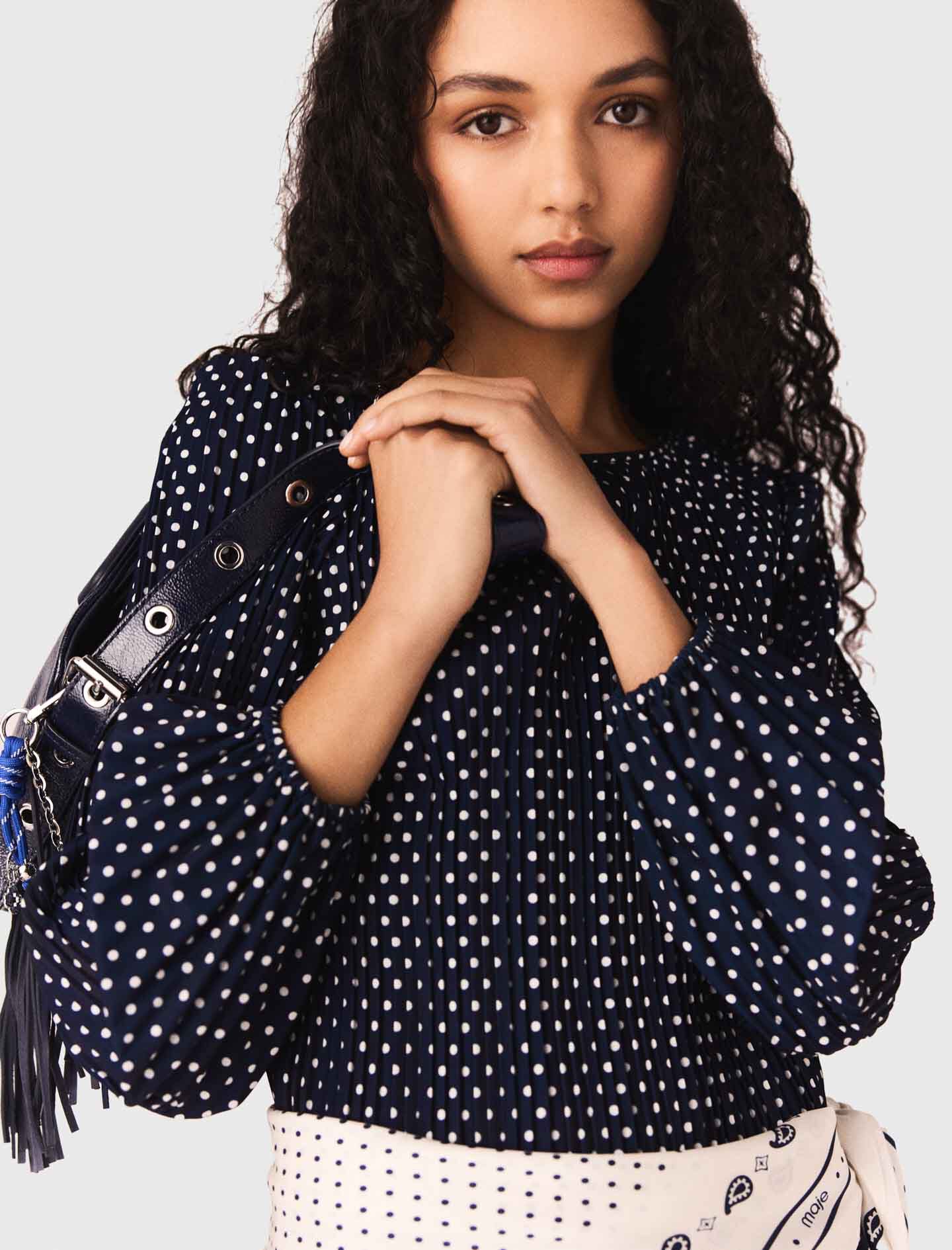 Maje Bandana print pleated dress
