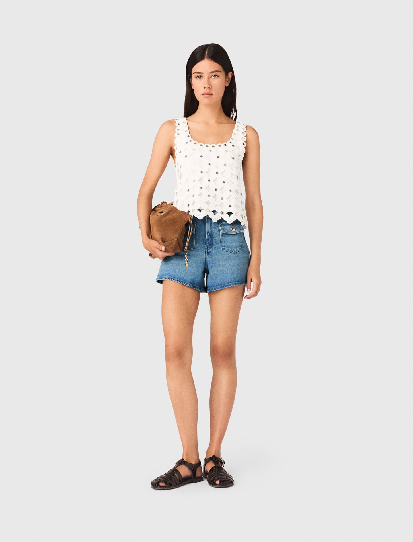 Maje Mirrored crochet top