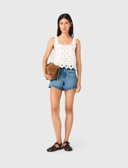 Maje Mirrored crochet top