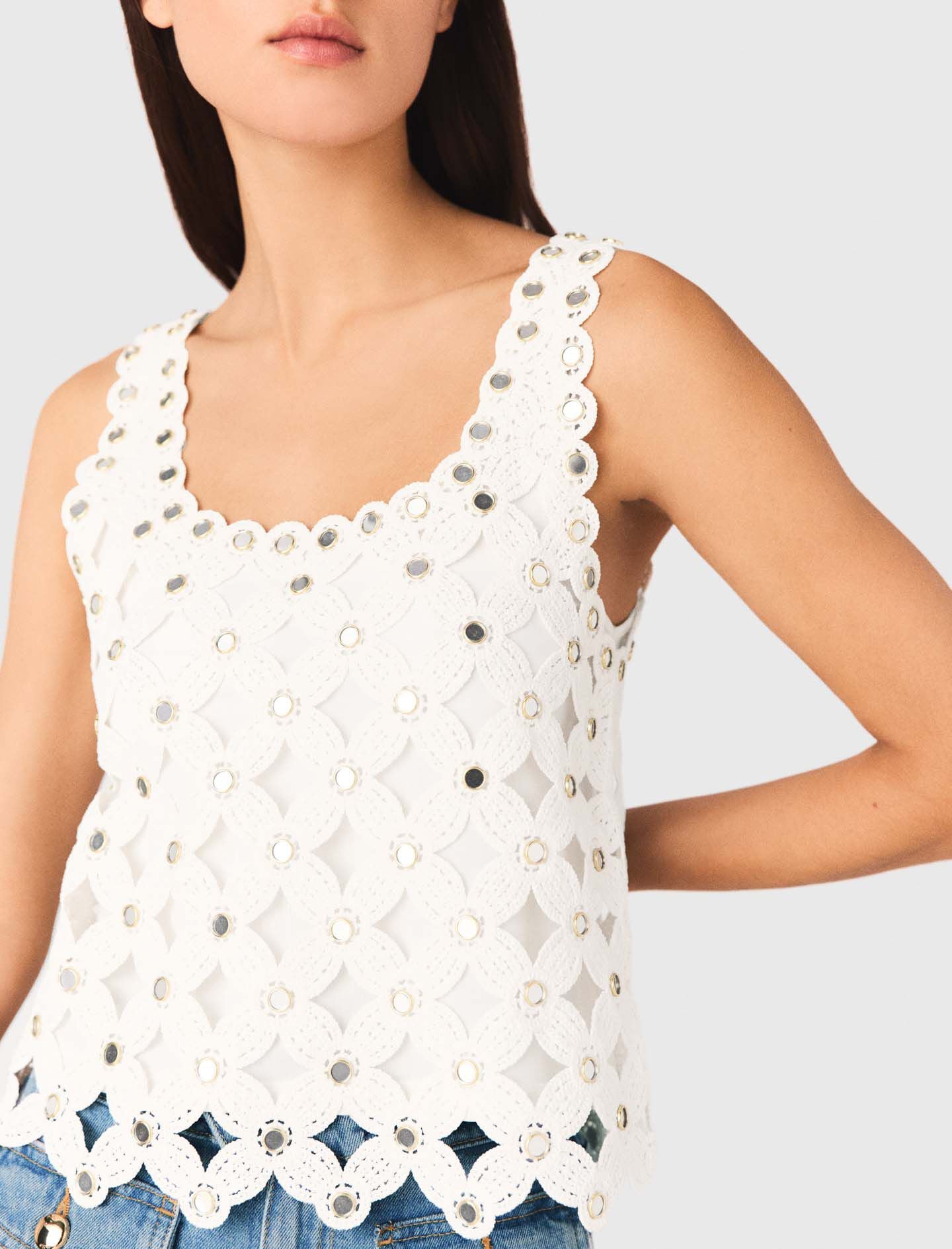 Maje Mirrored crochet top