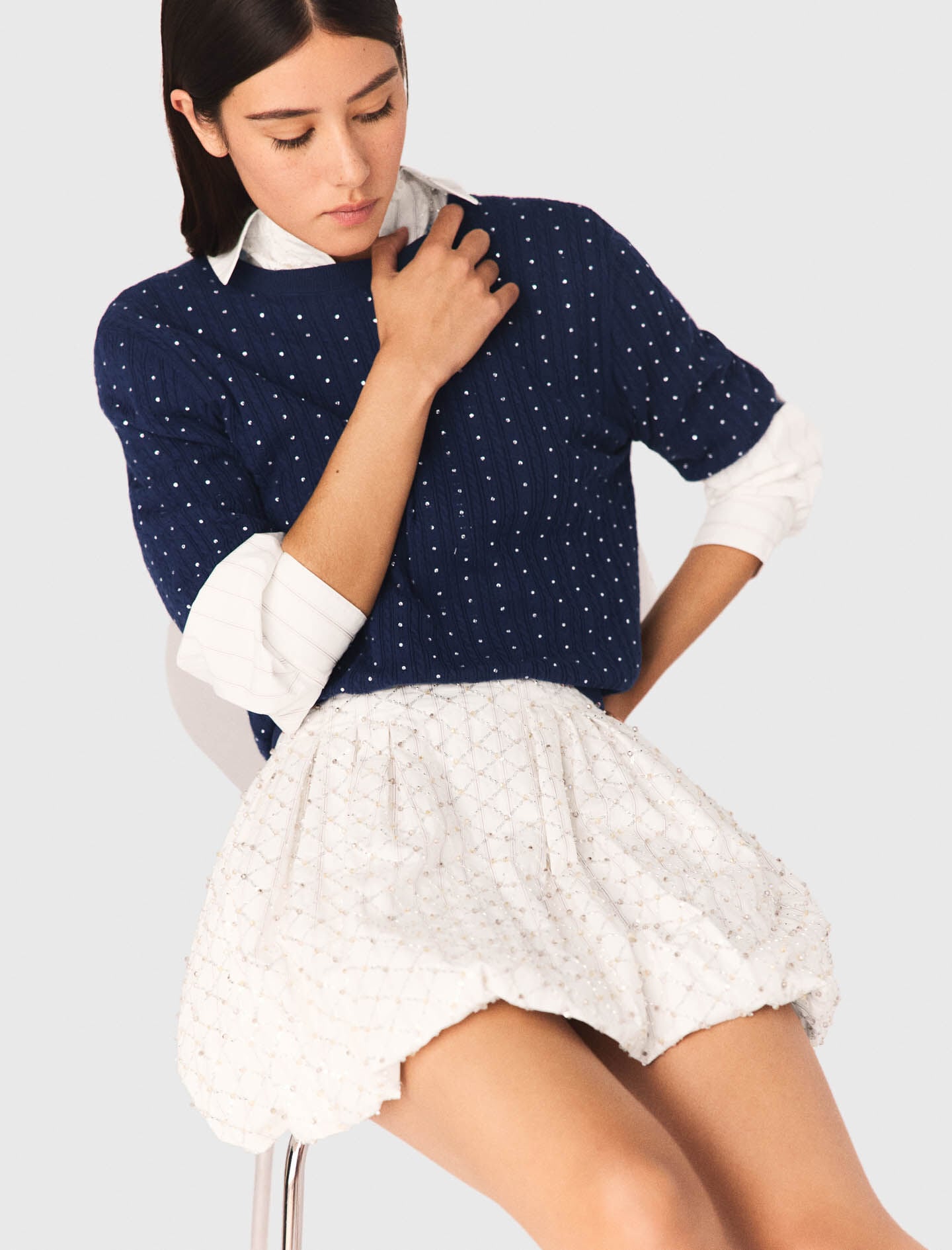 Maje Beaded bubble skirt