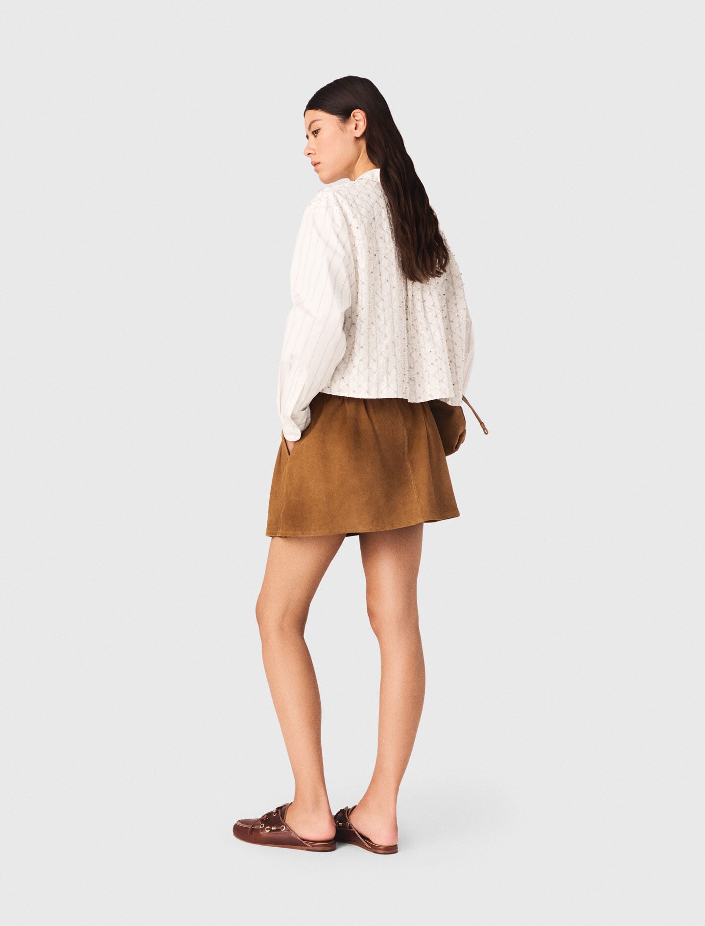 Maje Beaded cropped shirt