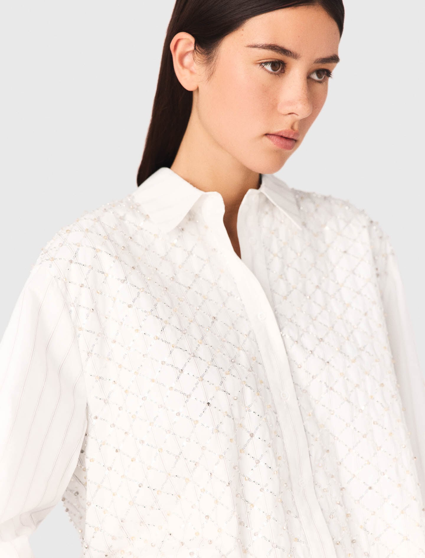 Maje Beaded cropped shirt