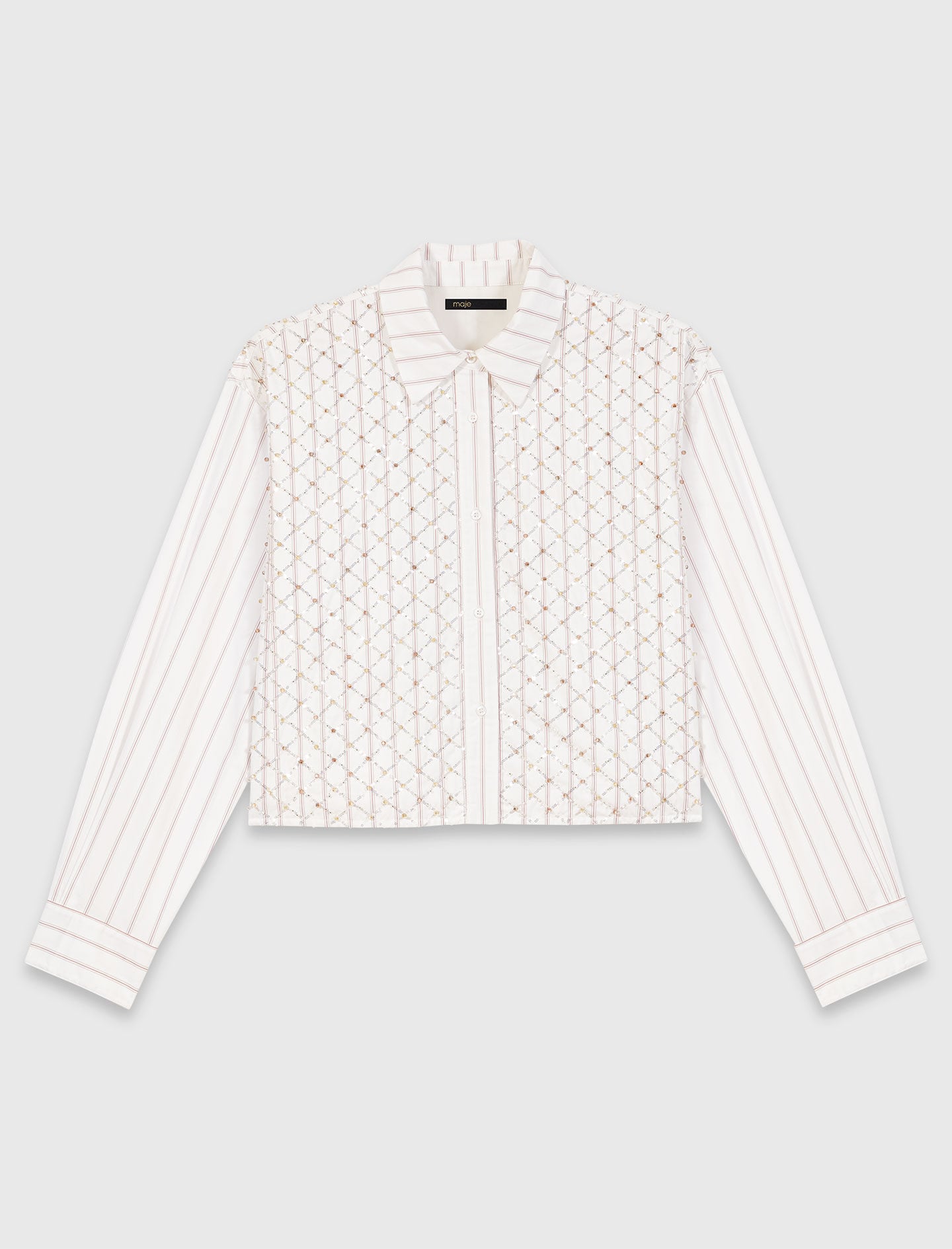 Maje Beaded cropped shirt