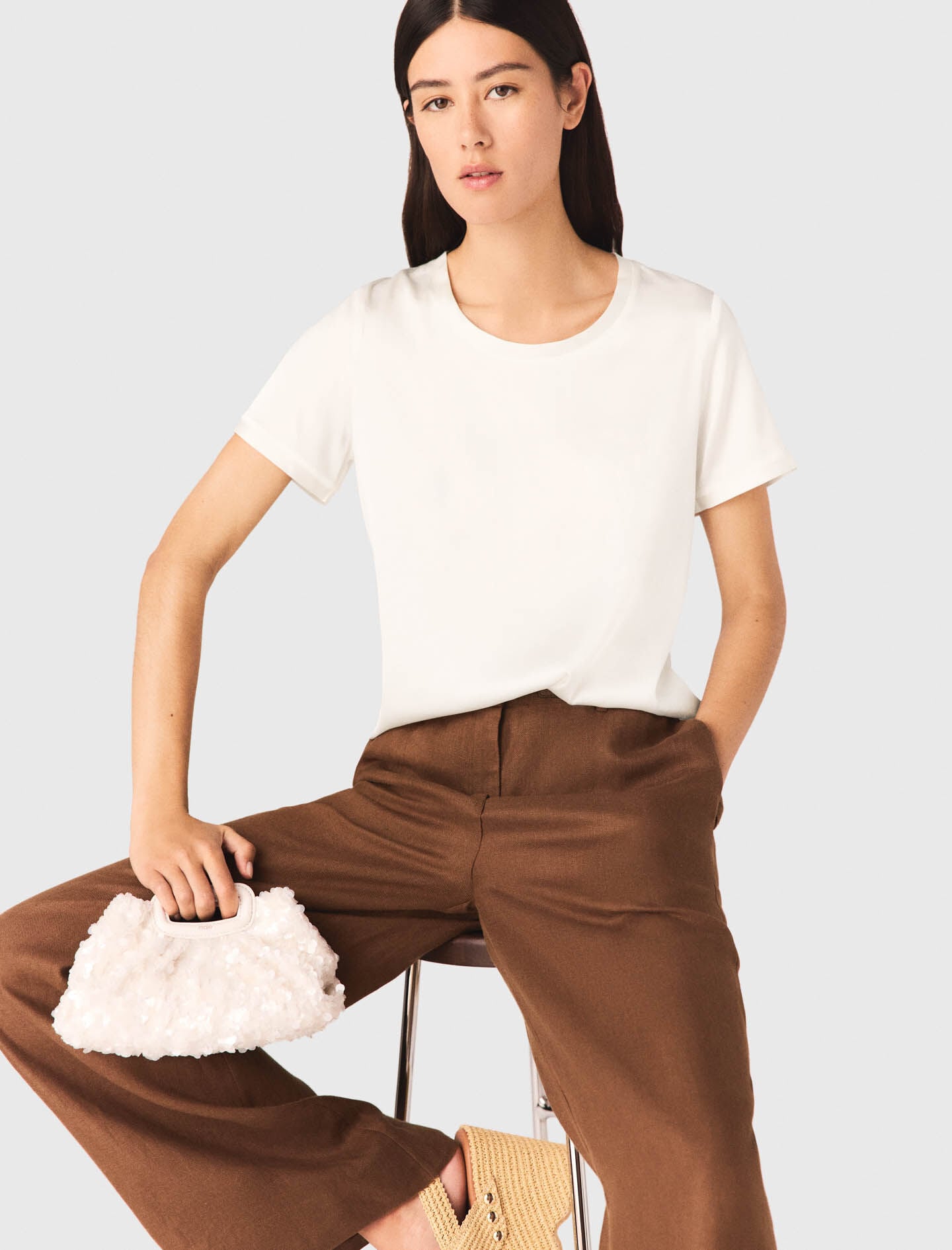 Maje Short-sleeved silk top