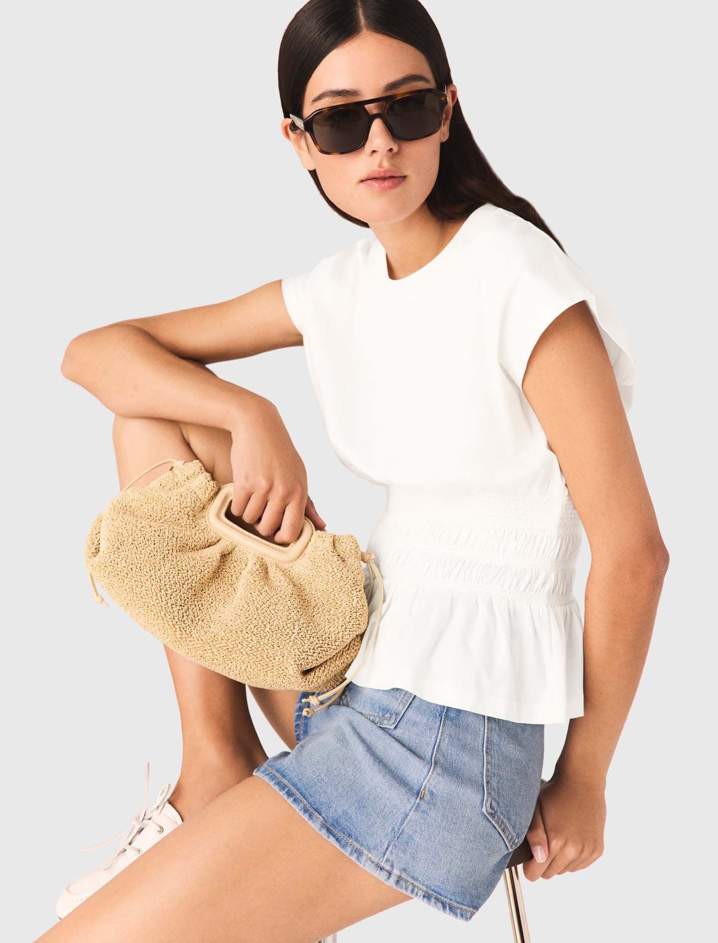 Maje Fitted pleated T-shirt
