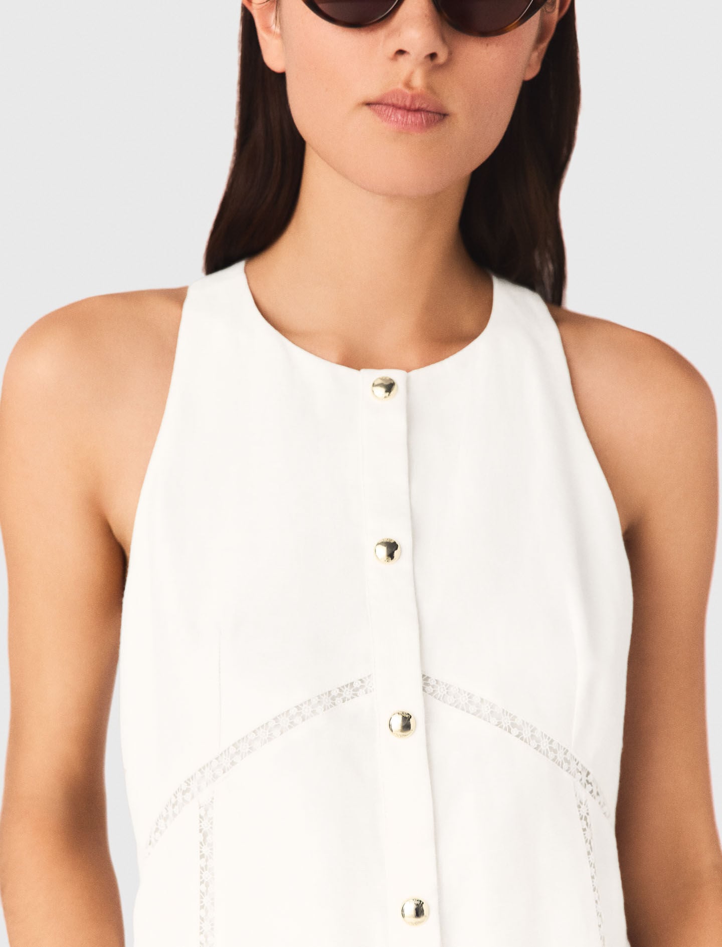 Maje Embroidered linen-blend dress