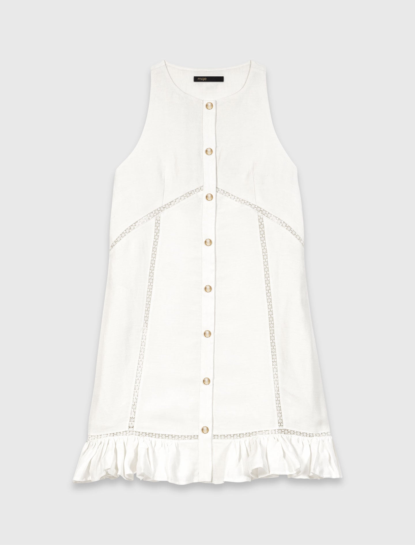 Maje Embroidered linen-blend dress