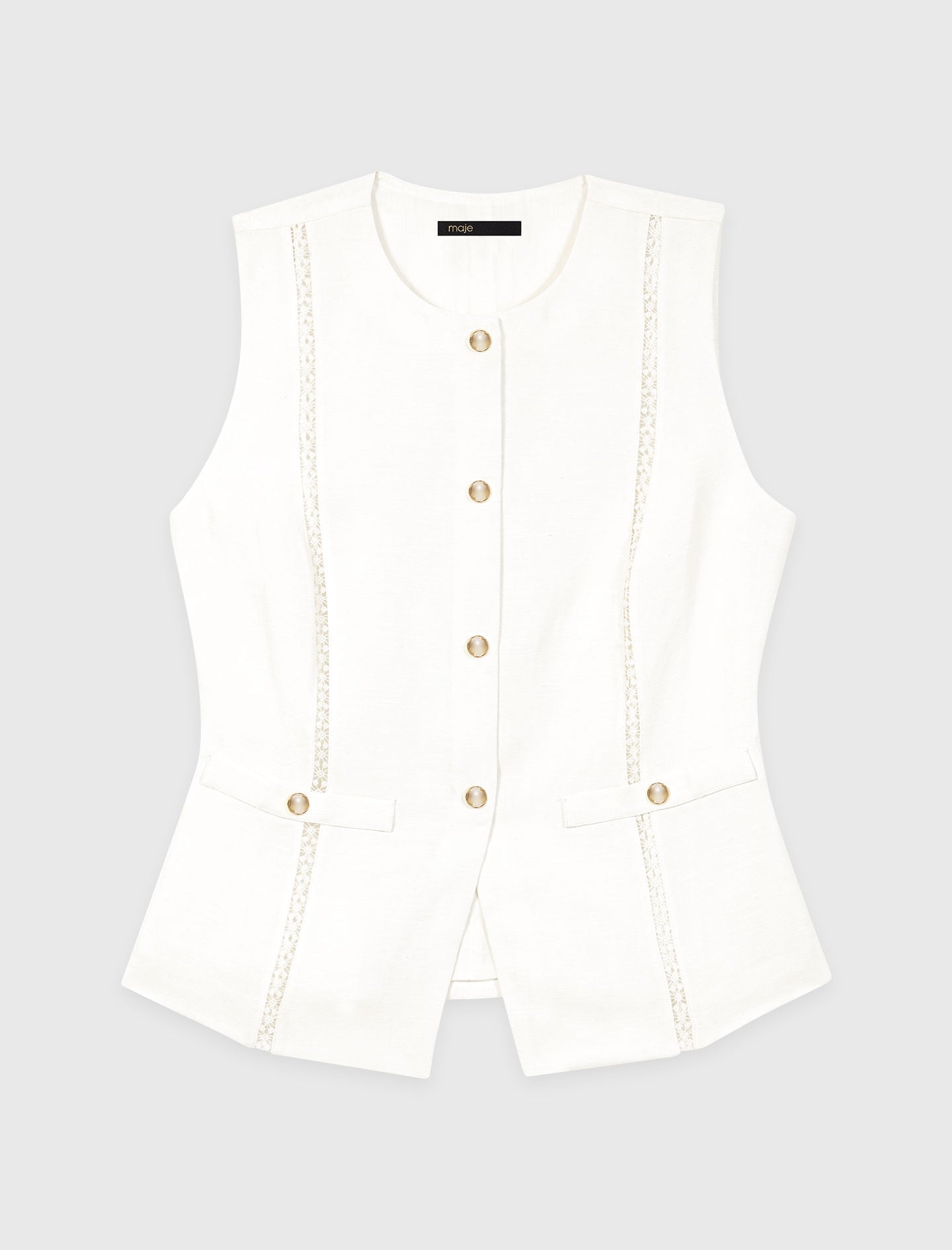 Maje Embroidered linen-blend jacket