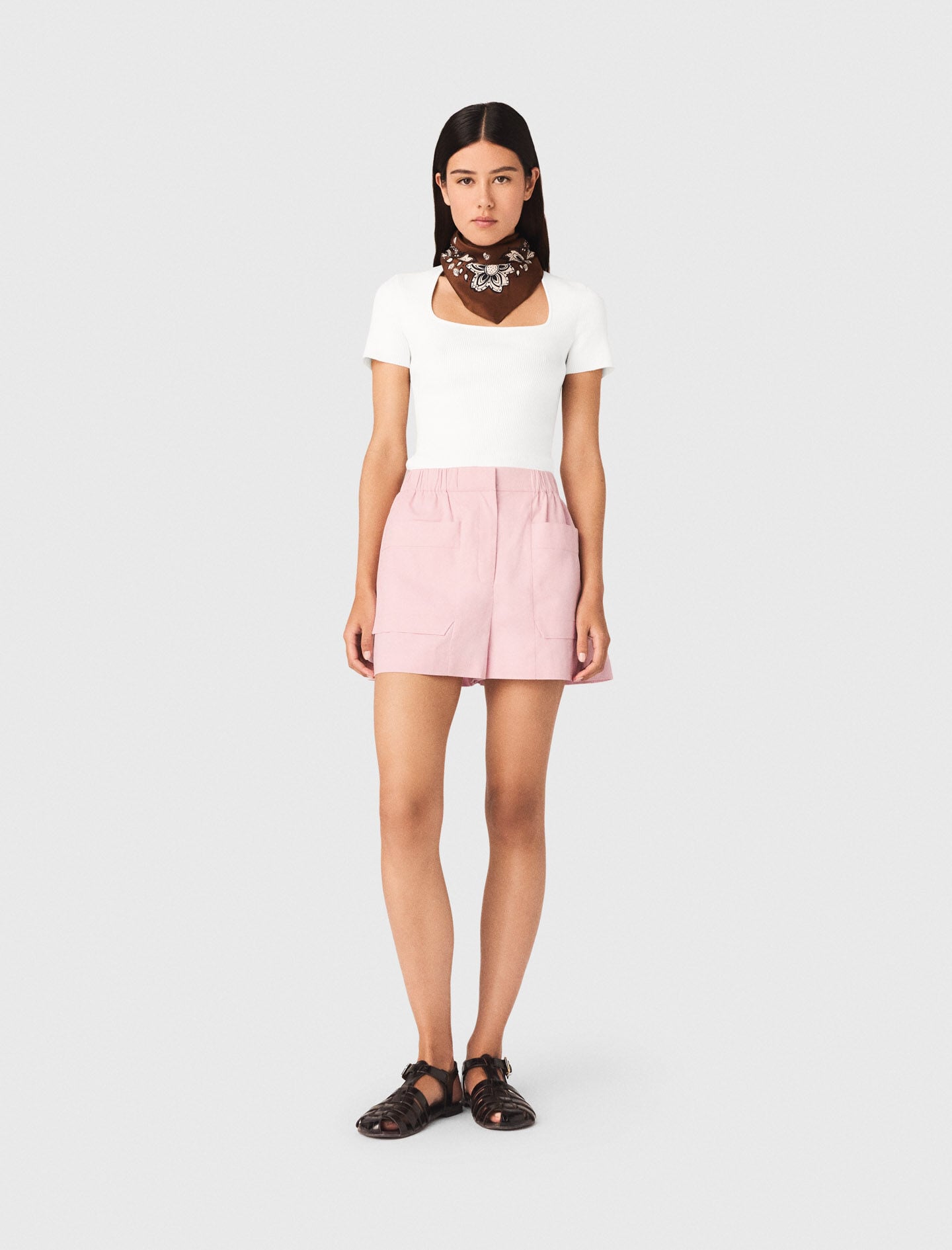 Maje Square-neck ribbed sweater
