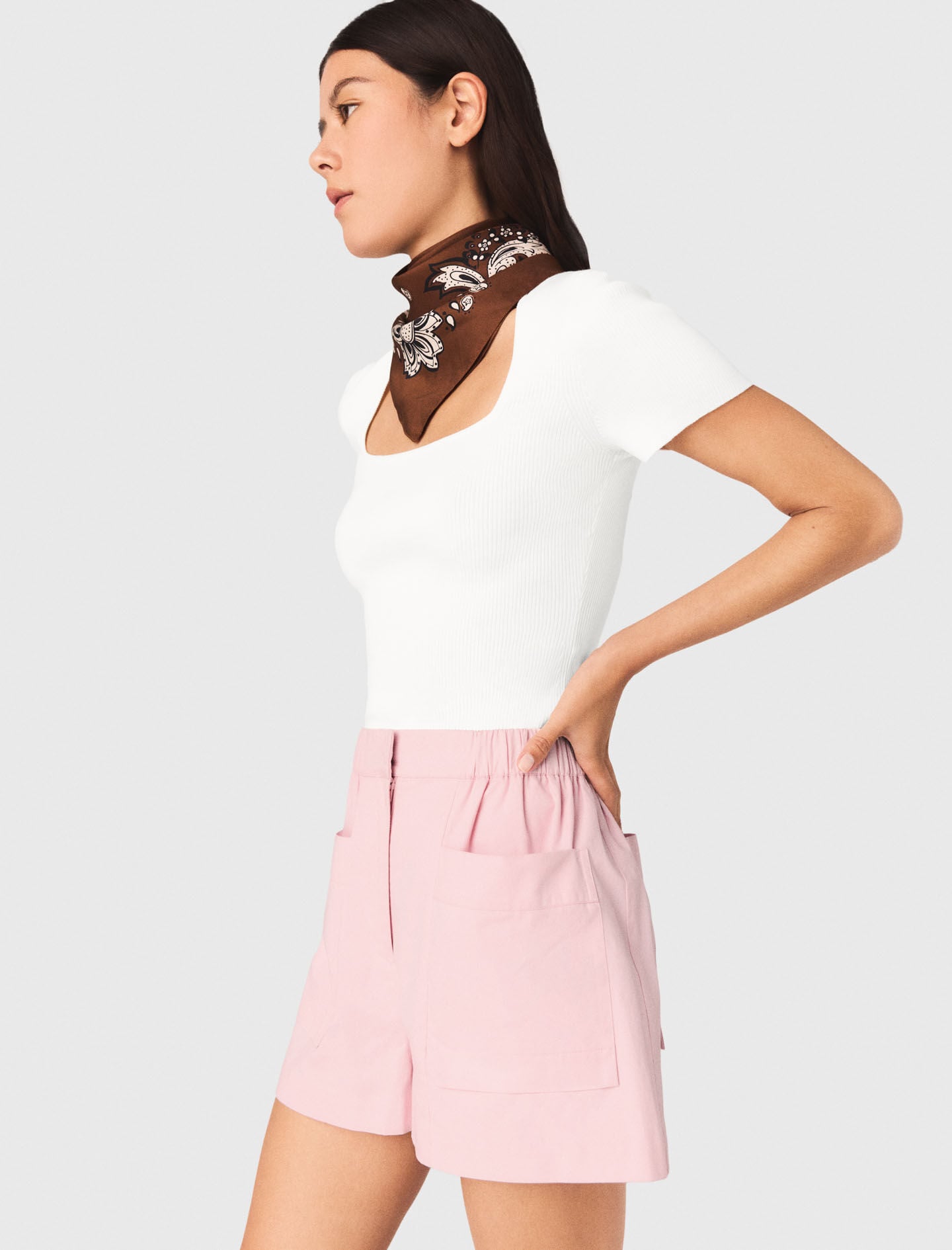 Maje Square-neck ribbed sweater