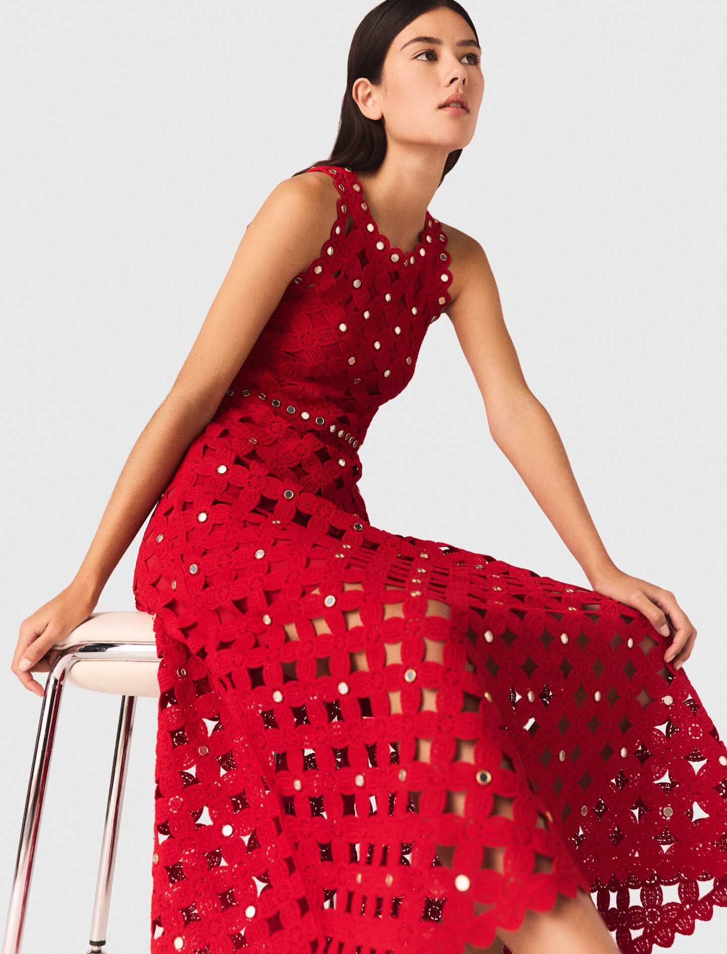 Maje Mirrored crochet dress