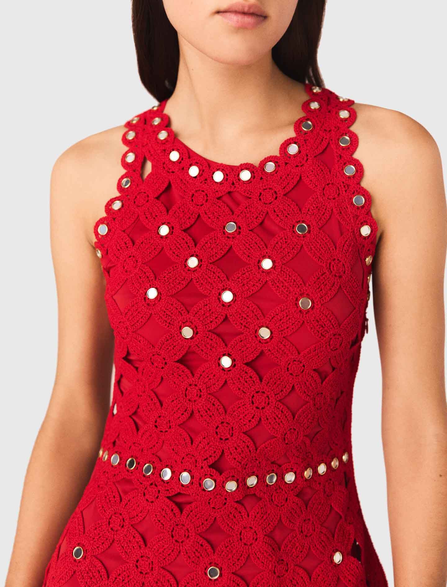 Maje Mirrored crochet dress