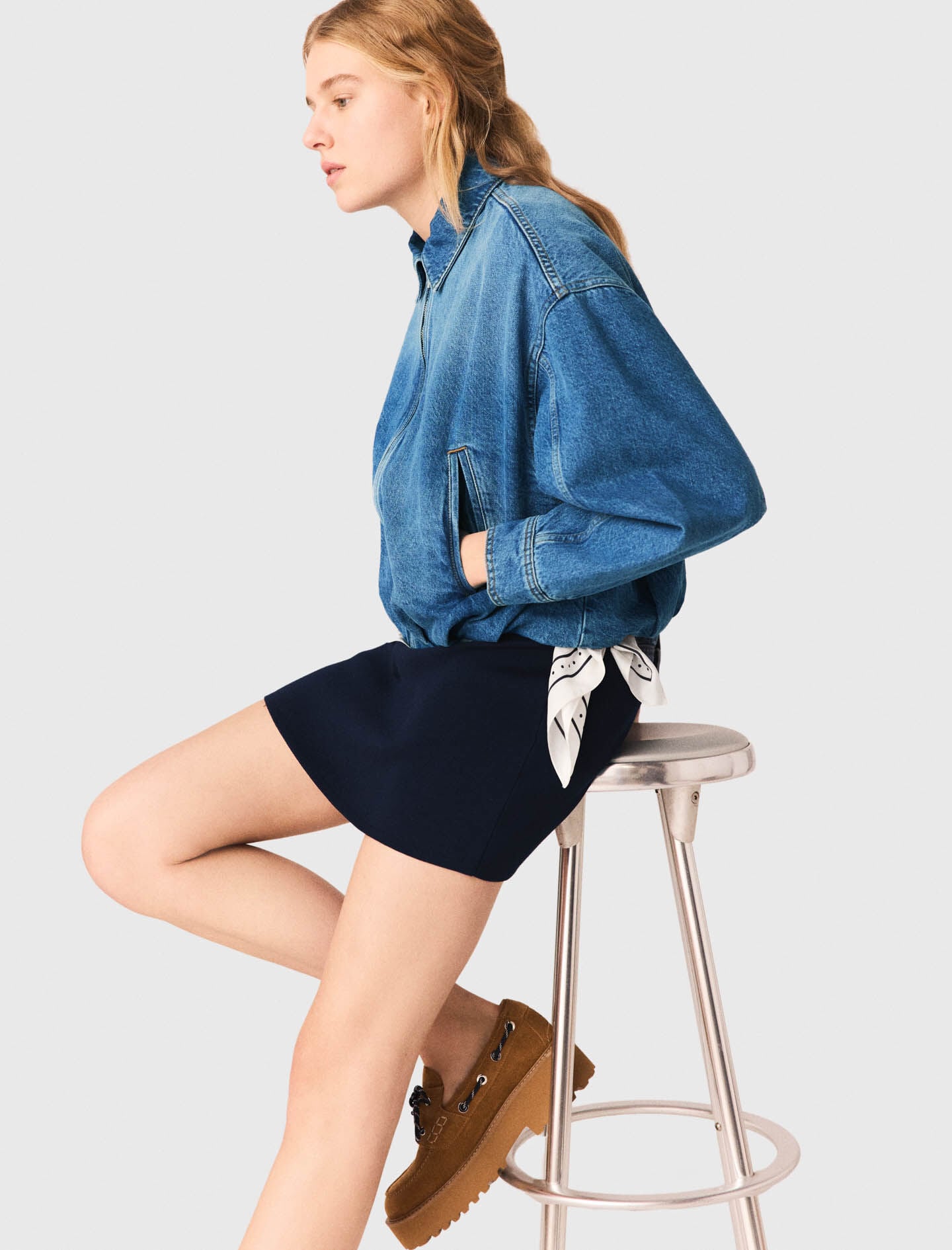 Maje Denim bomber jacket