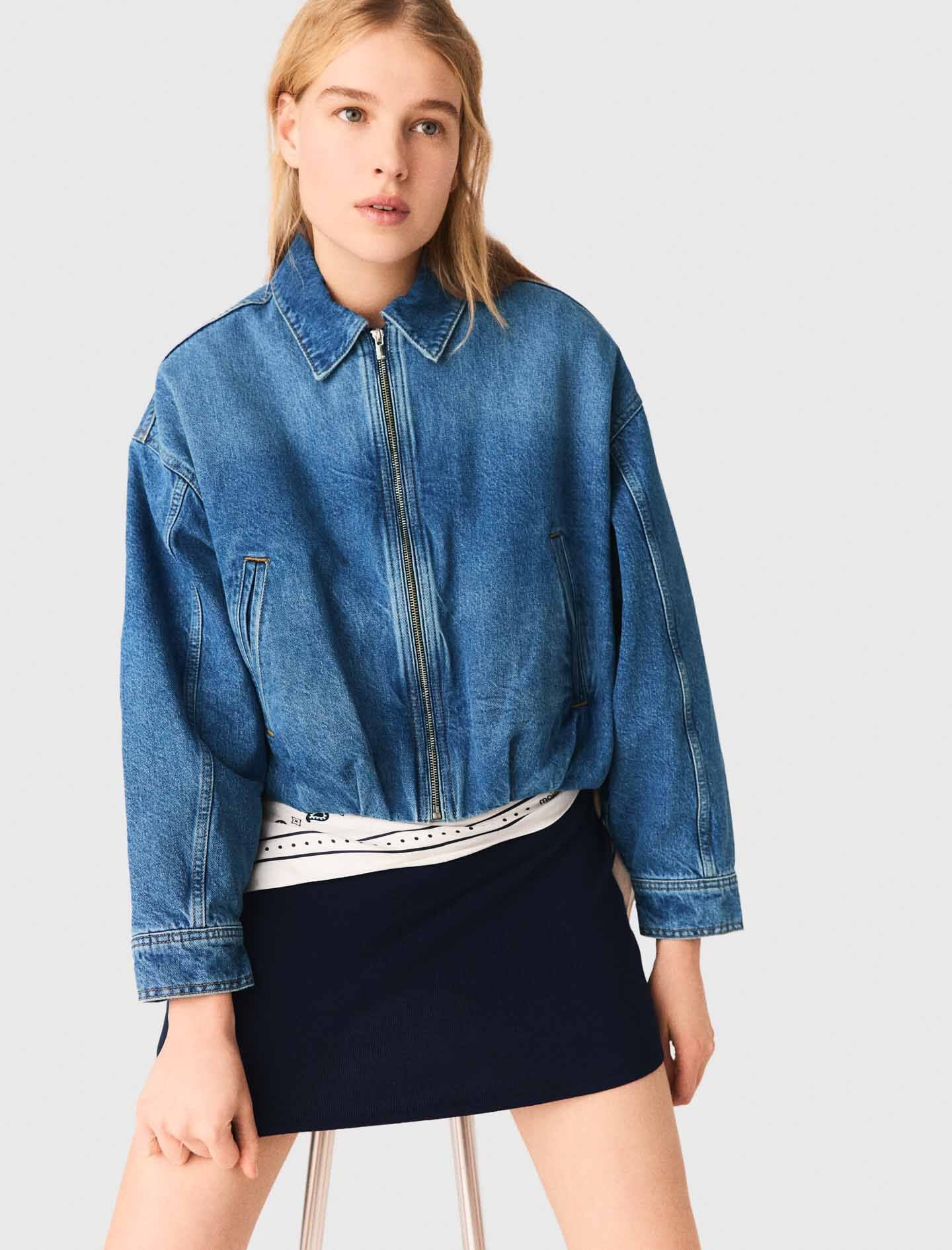 Maje Denim bomber jacket