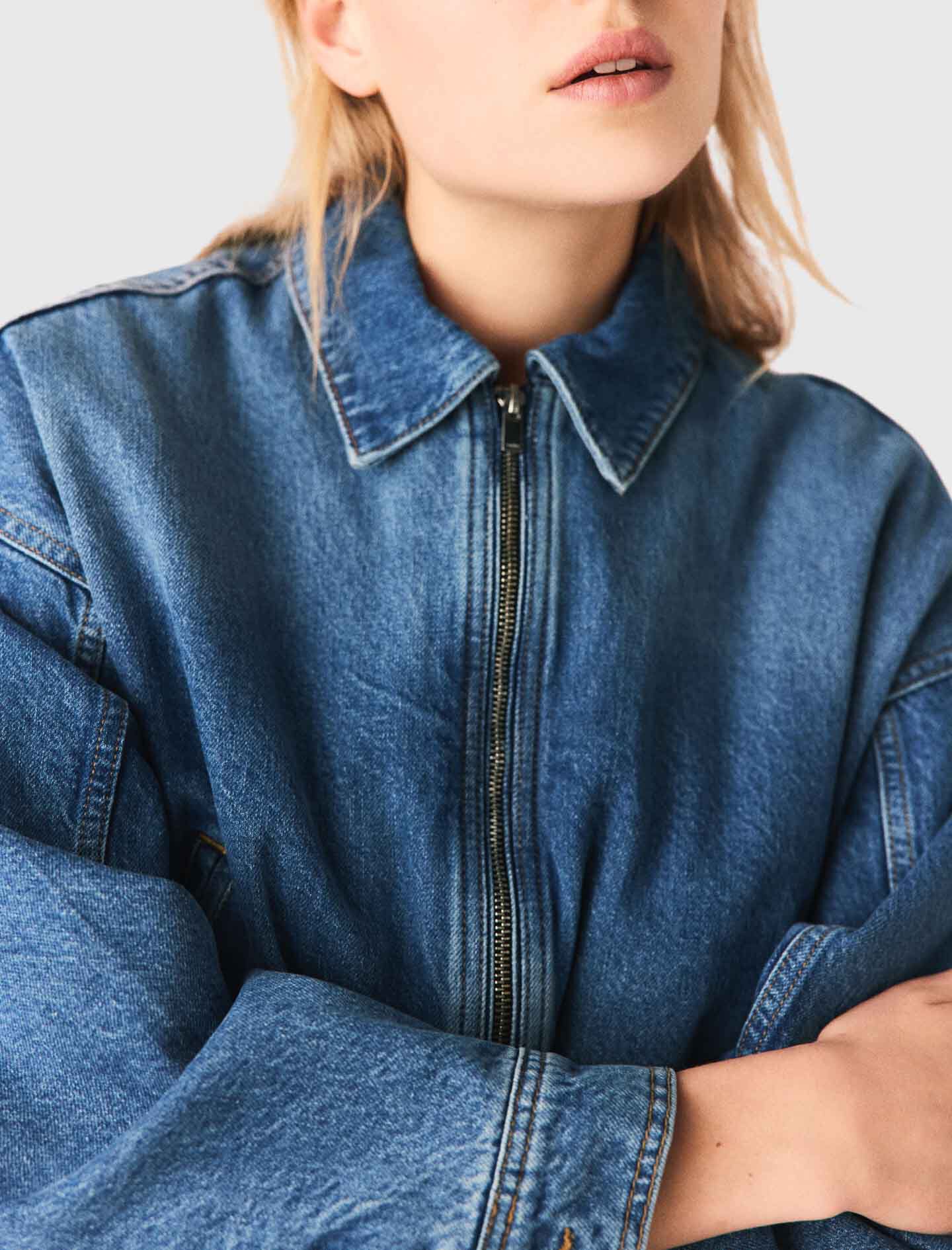 Maje Denim bomber jacket
