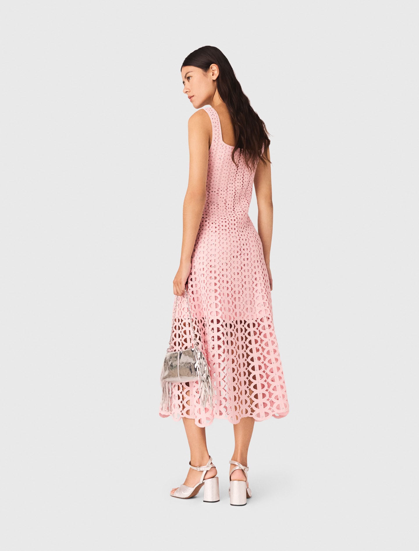 Maje Rhinestone crochet midi dress