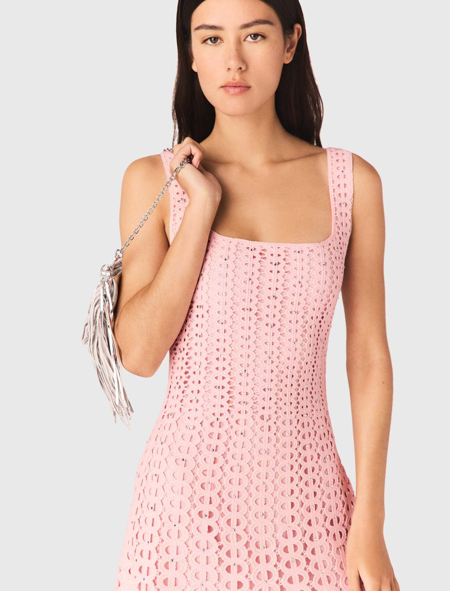 Maje Rhinestone crochet midi dress