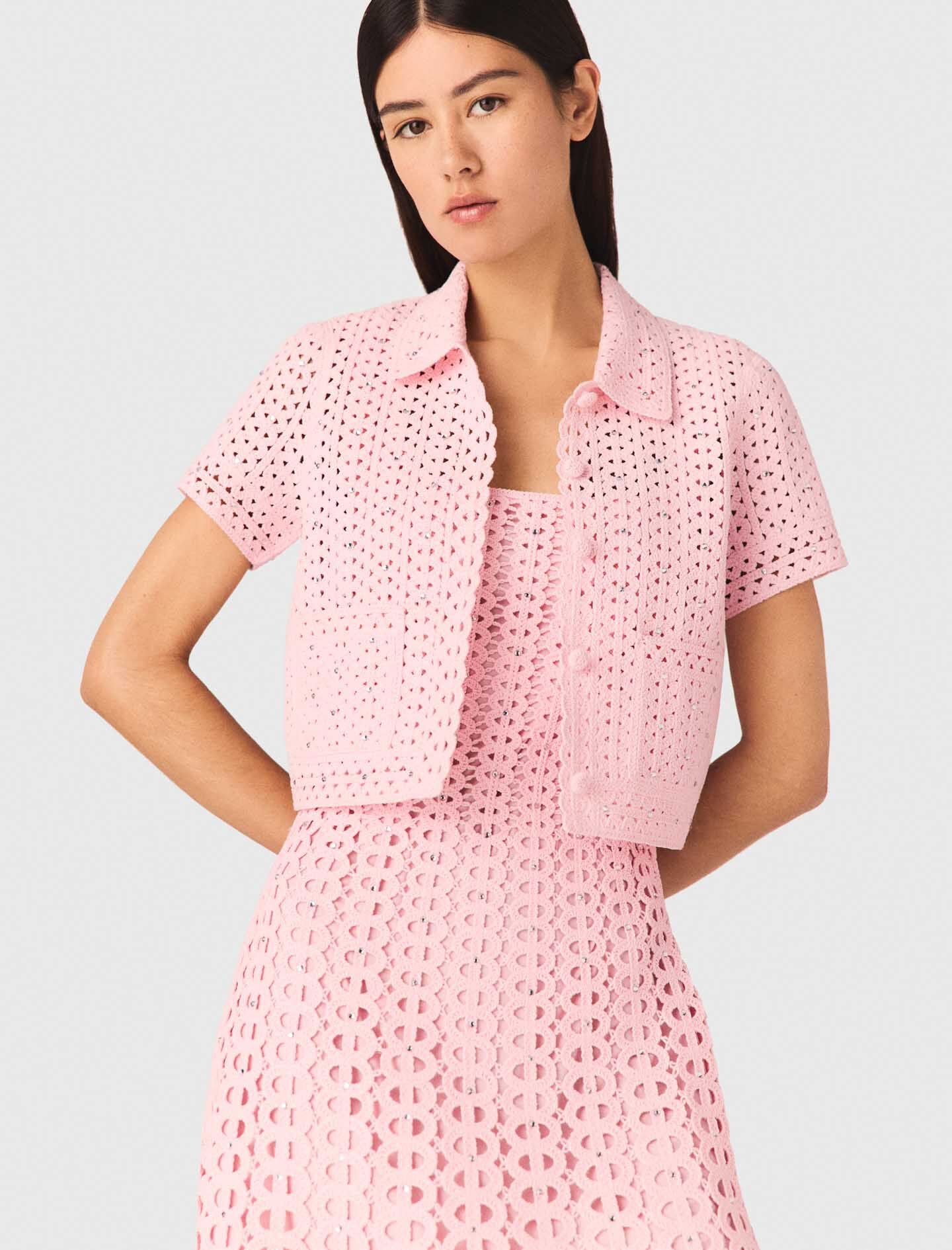 Maje Rhinestone crochet cardigan