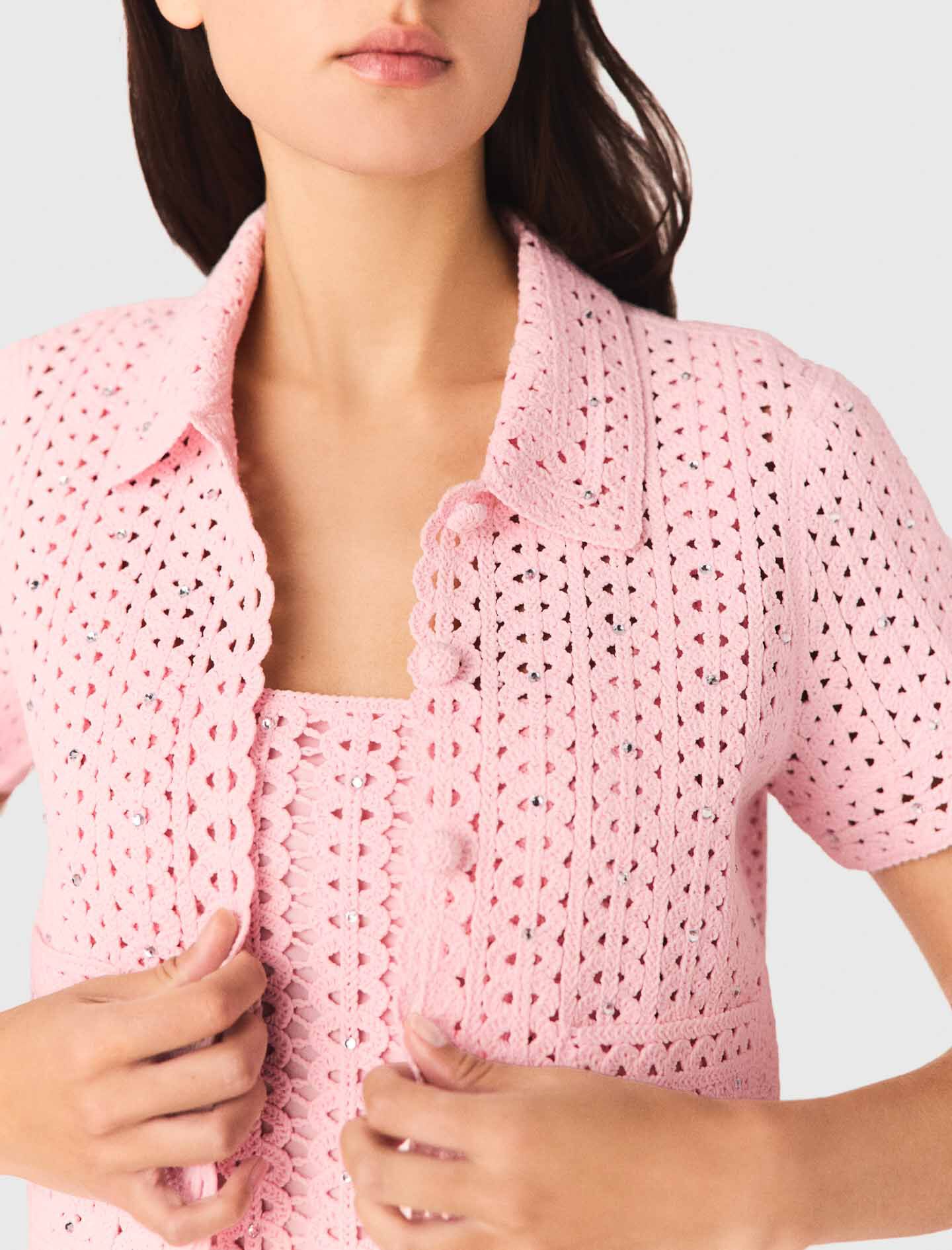 Maje Rhinestone crochet cardigan