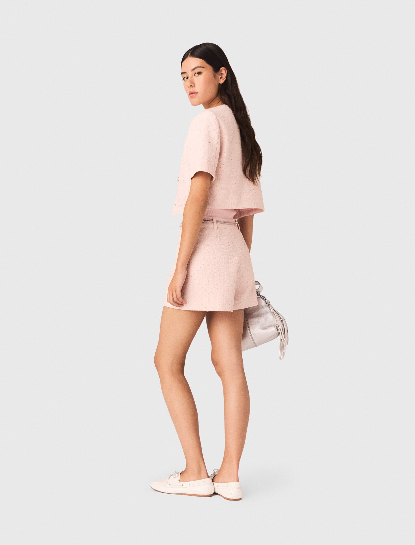 Maje Short-sleeved tweed jacket