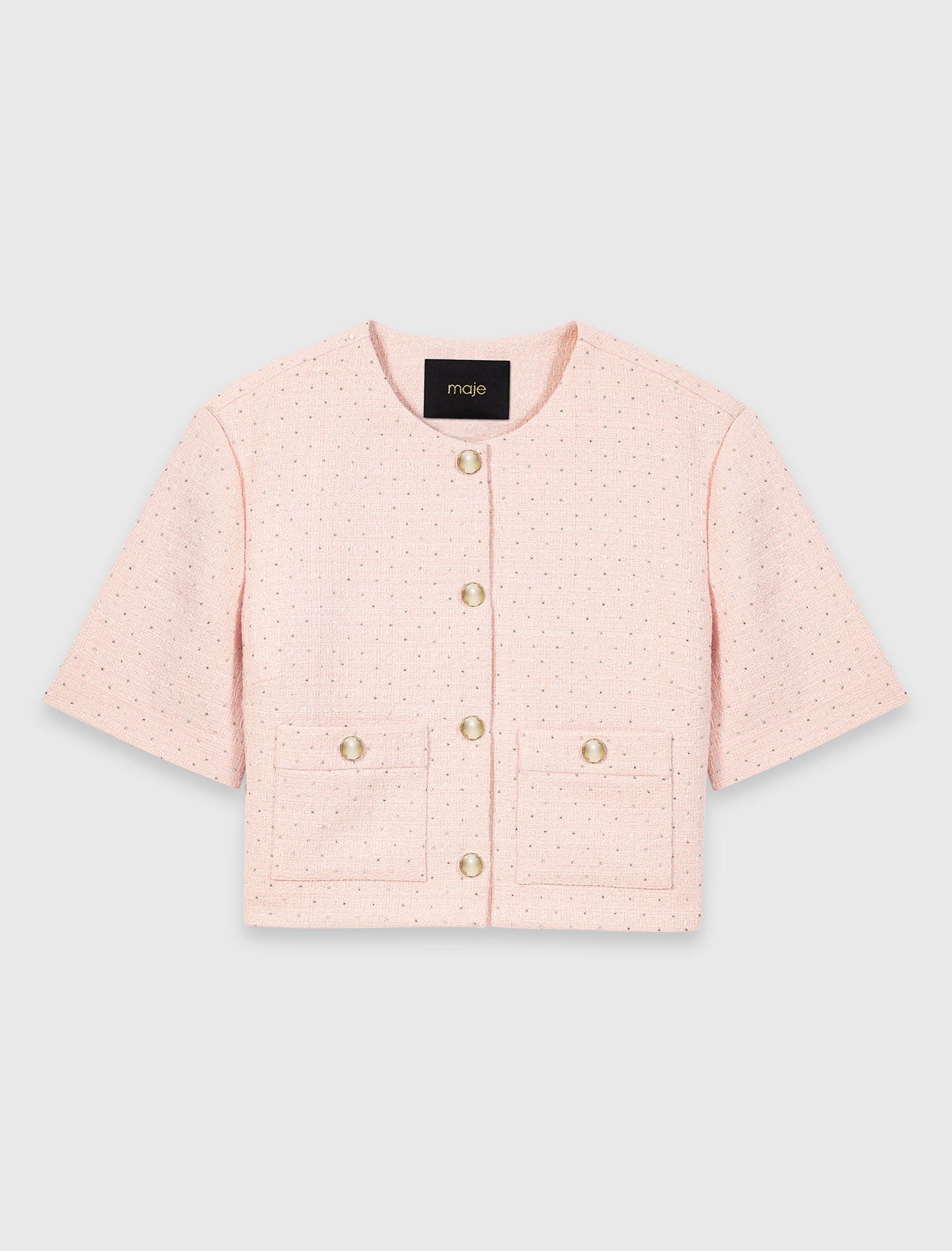 Maje Short-sleeved tweed jacket