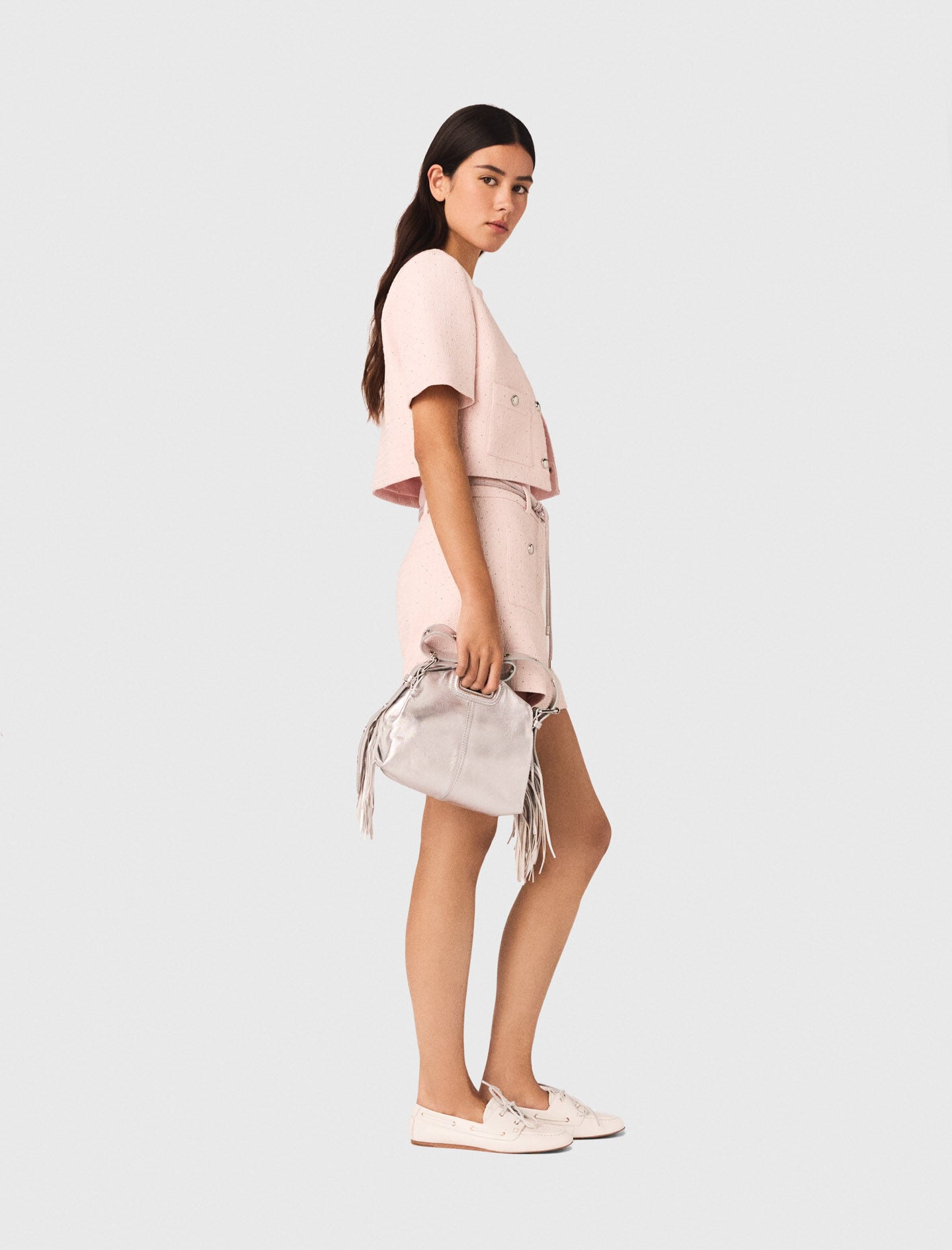 Maje Short-sleeved tweed jacket