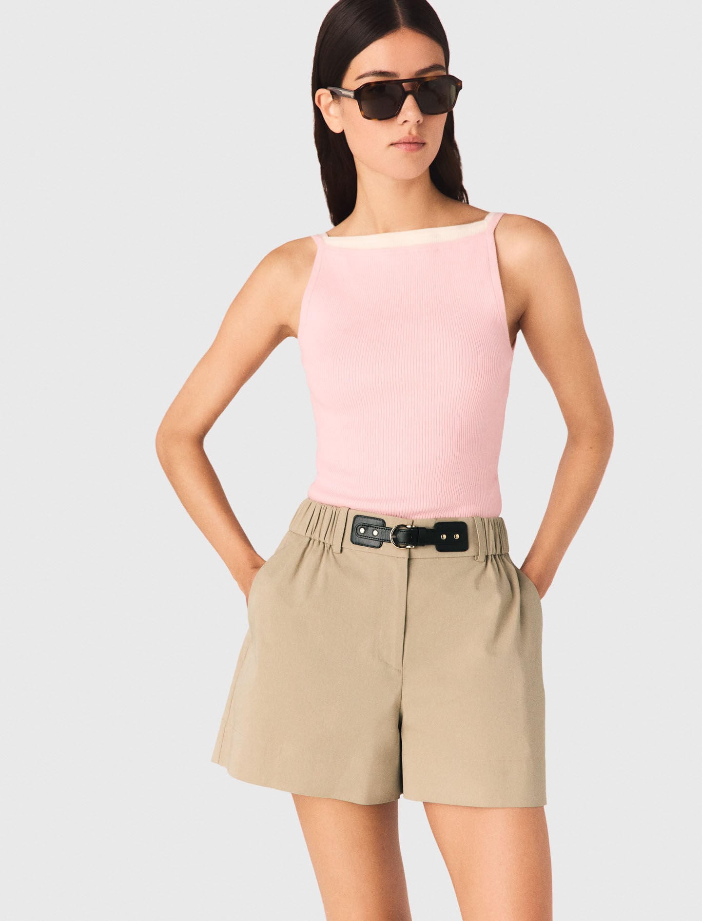 Maje High straight-neck top